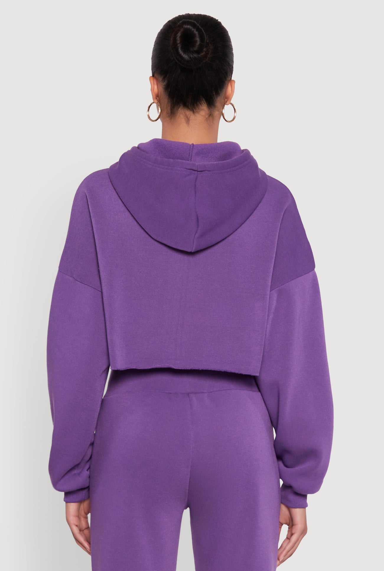 Long Sleeve Zip Front Cropped Hoodie