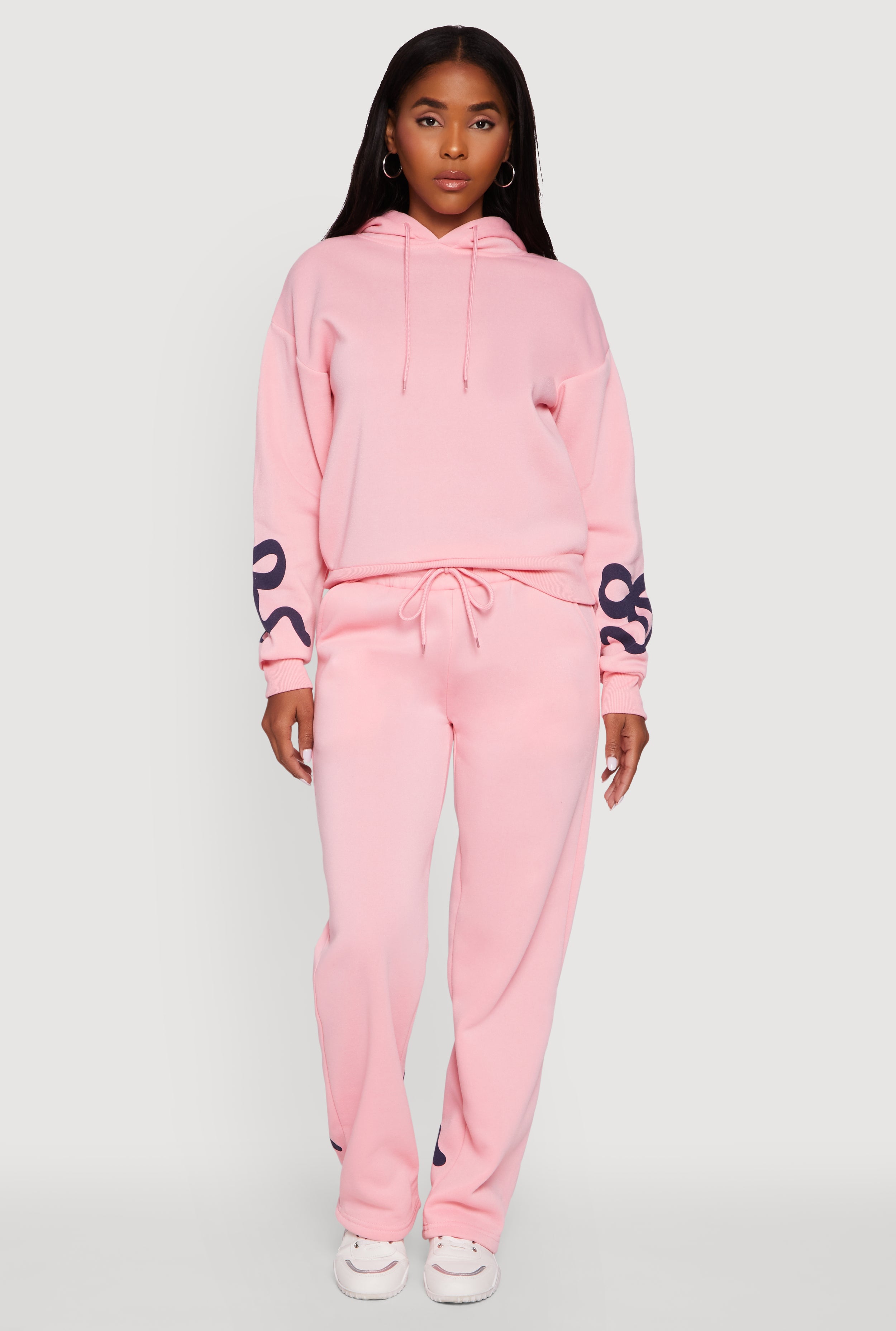 Bow Graphic Pullover Drawstring Hooded Sweatshirt