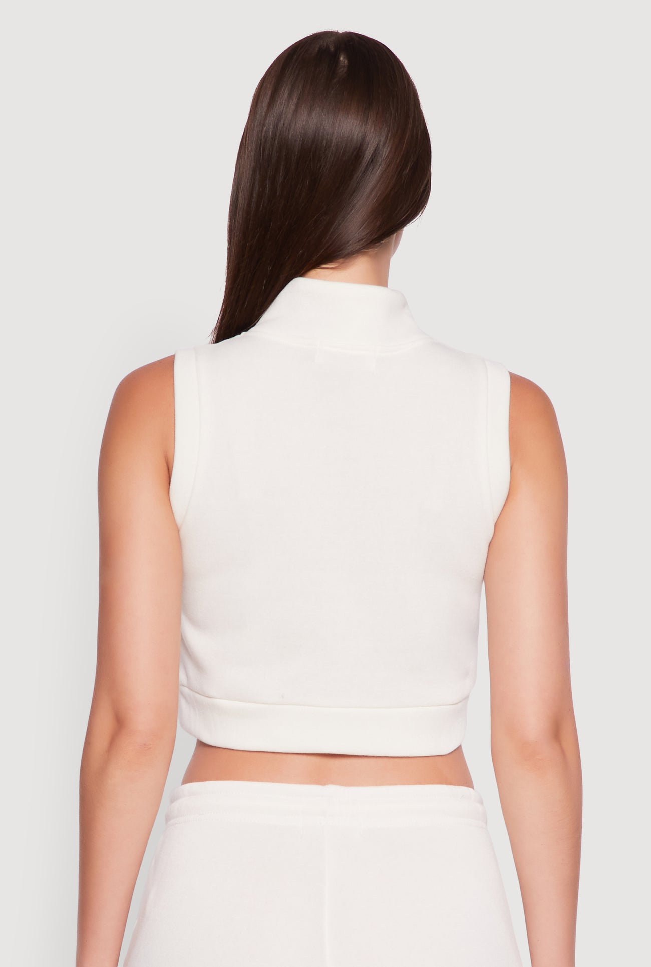 Sleeveless Half Zip Stripe Detail Crop Top