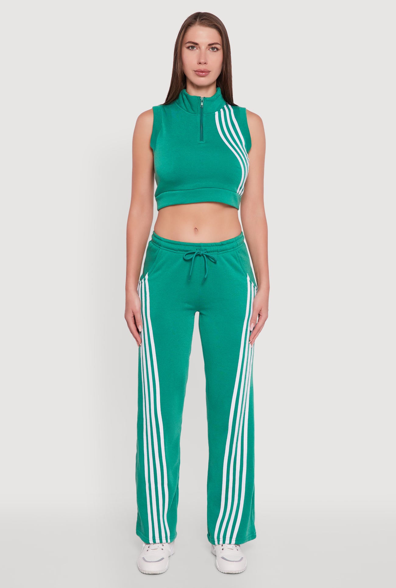 Striped Fleece Lined Wide Leg Sweatpants