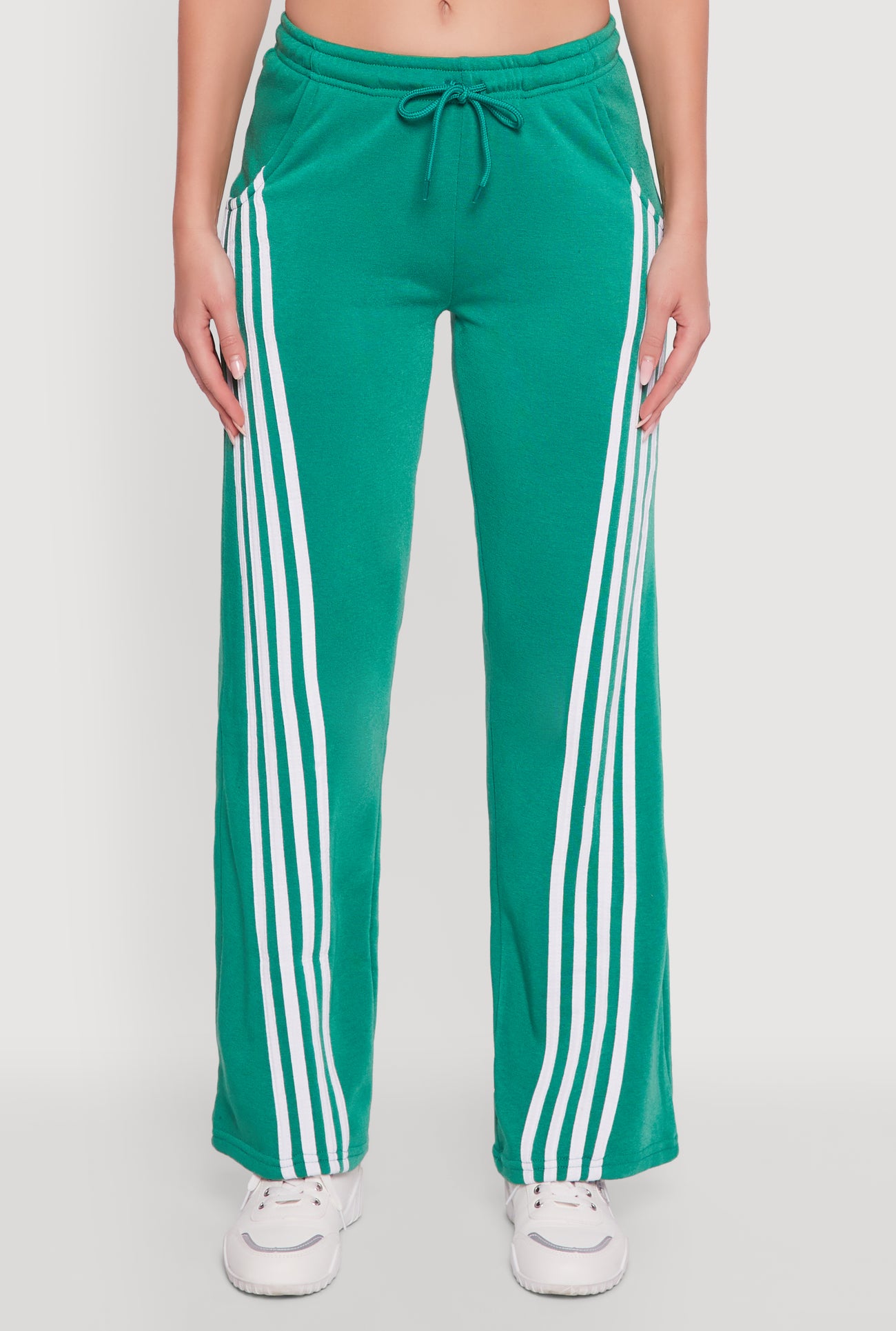 Striped Fleece Lined Wide Leg Sweatpants
