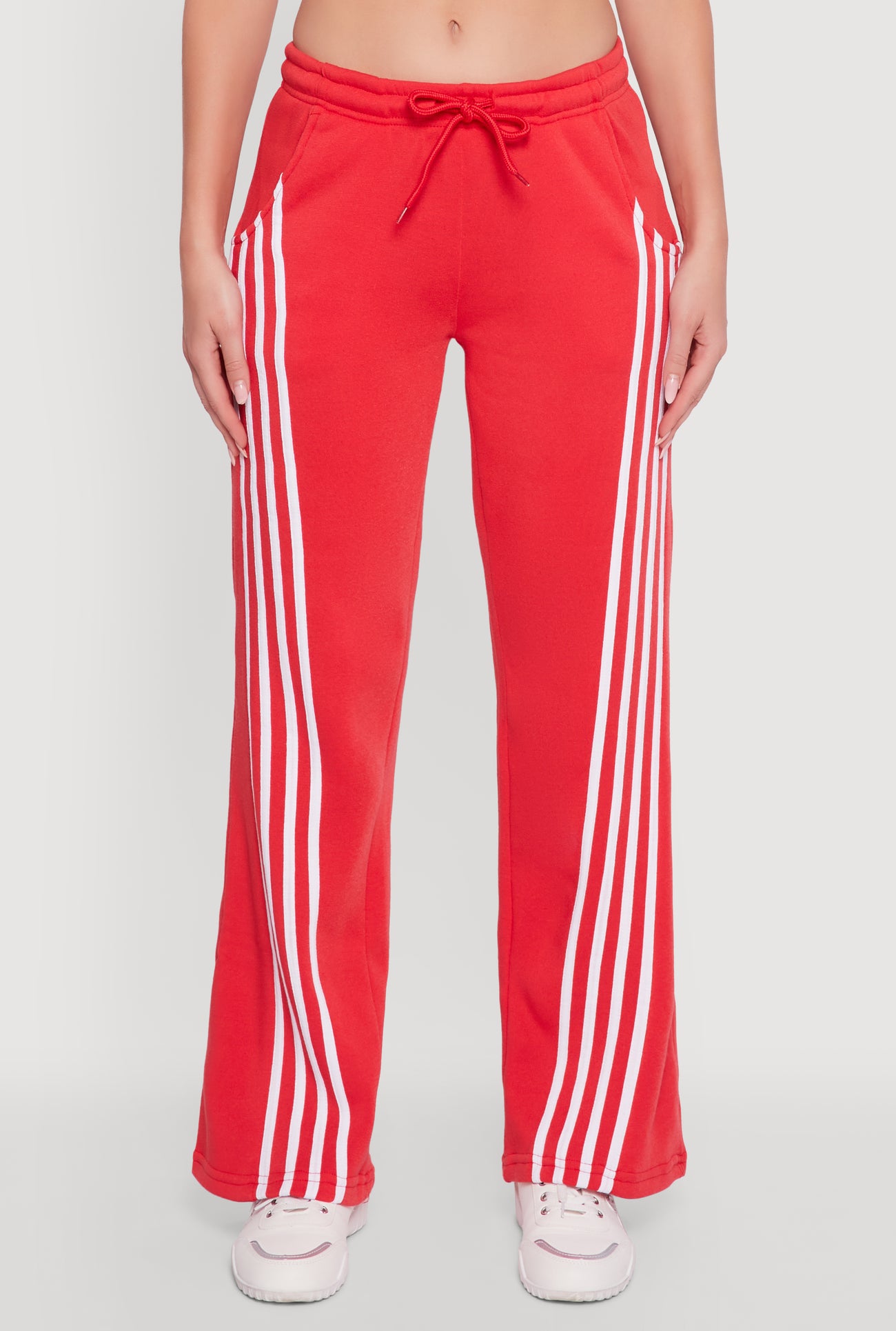 Striped Fleece Lined Wide Leg Sweatpants