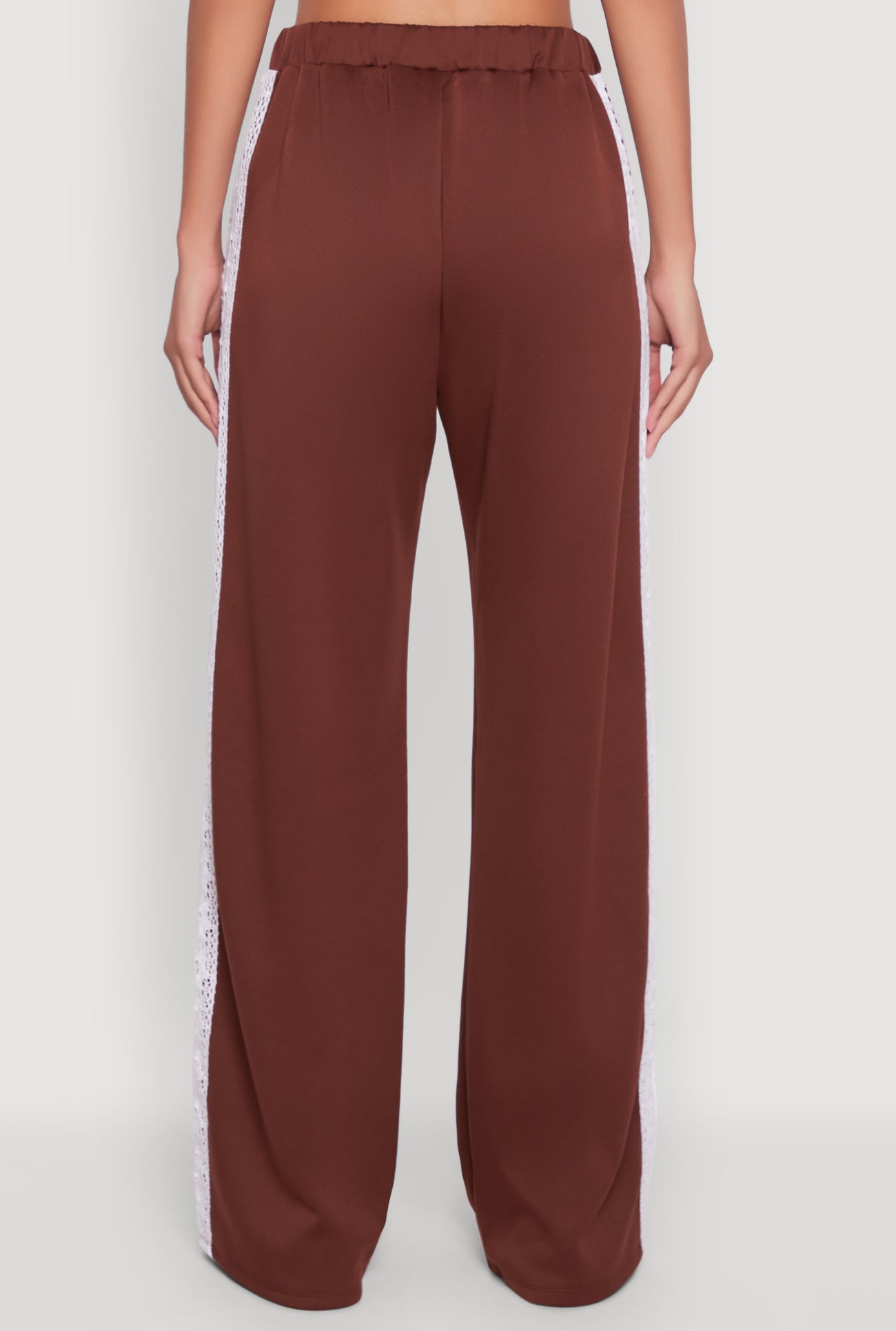 Crochet Side Stripe Wide Leg Track Pants