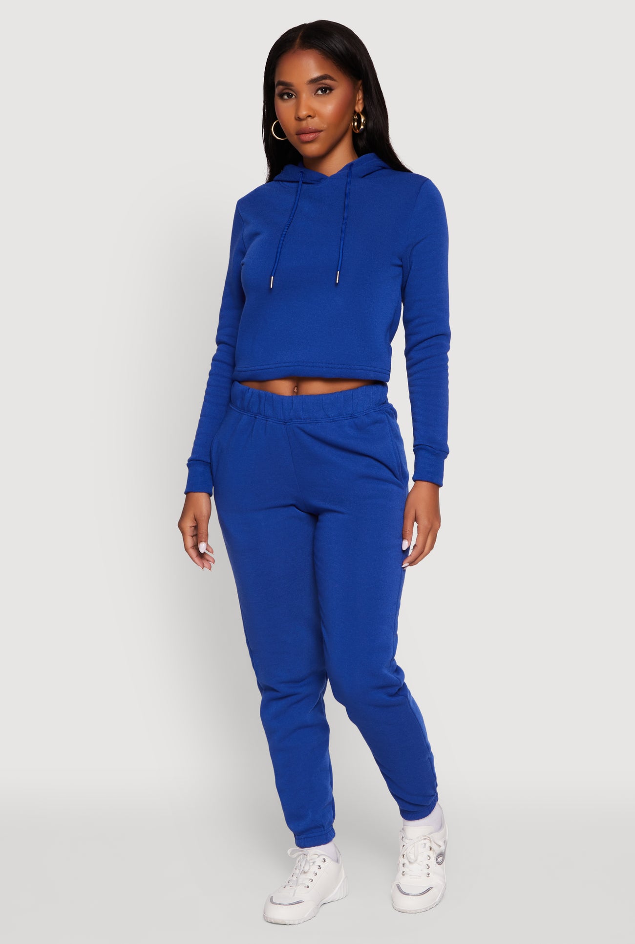 Fleece Lined Cropped  Pullover Hooded Sweatshirt