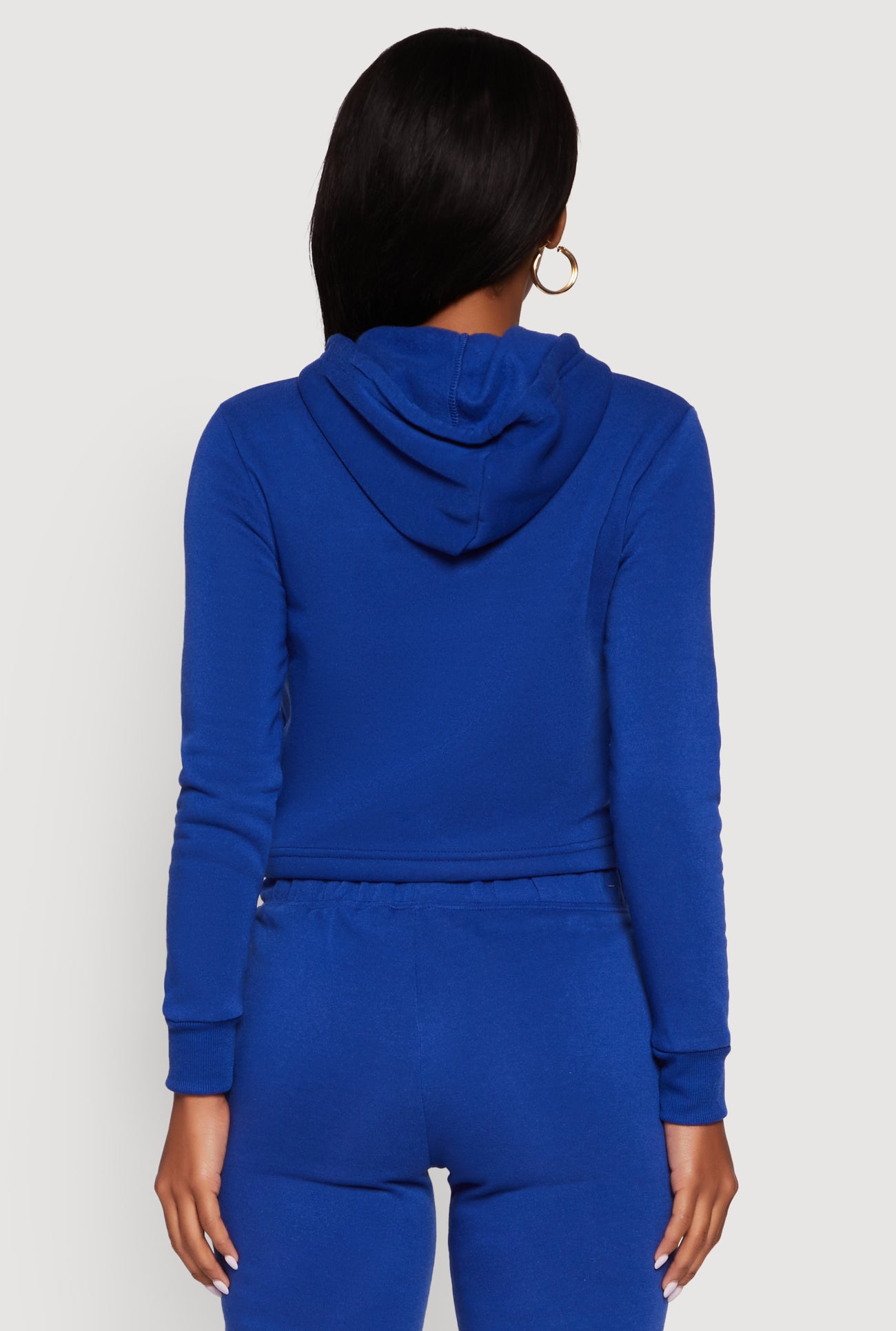 Fleece Lined Cropped  Pullover Hooded Sweatshirt