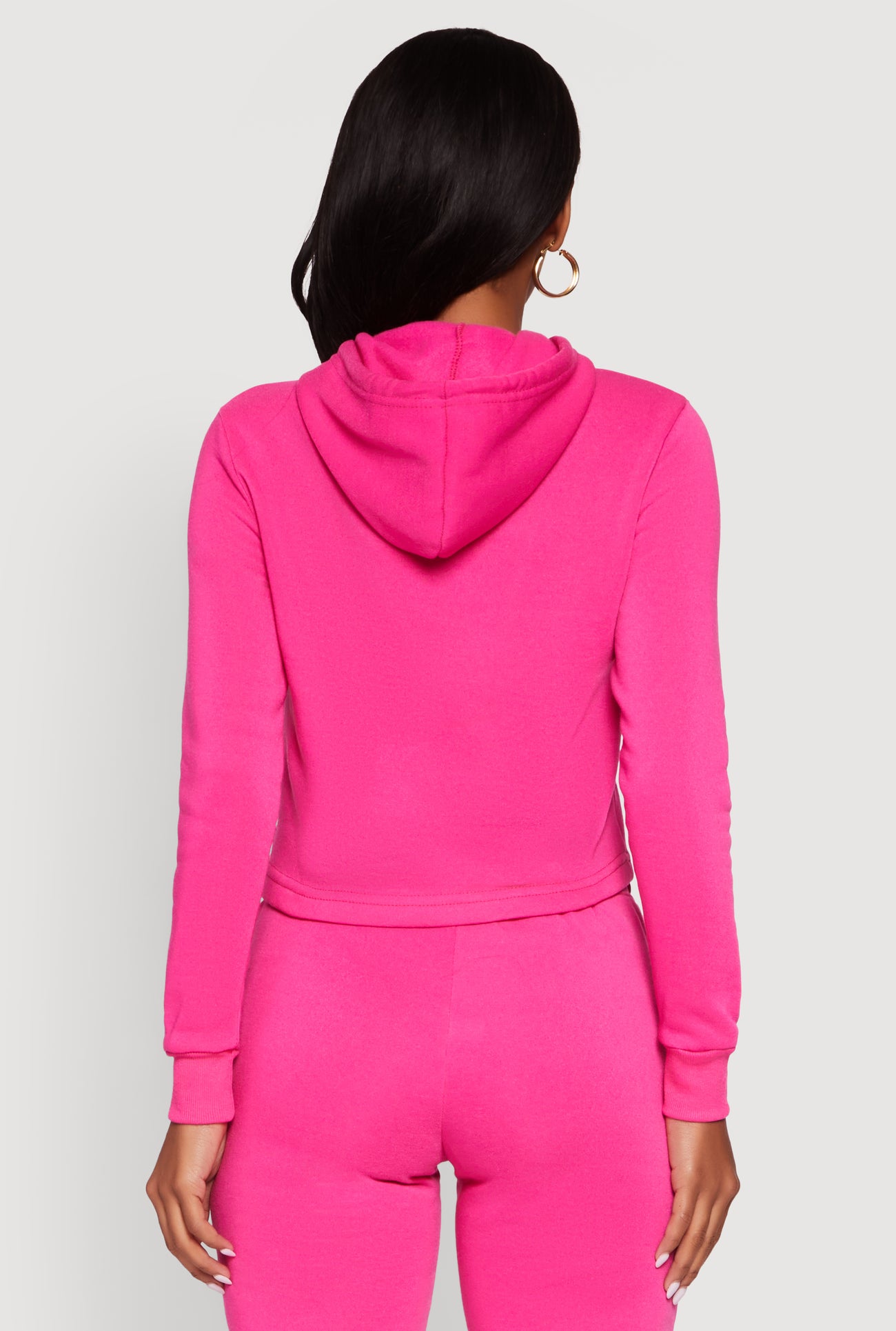 Fleece Lined Cropped  Pullover Hooded Sweatshirt