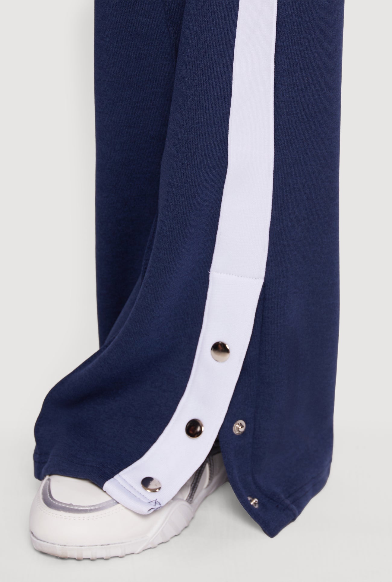Snap Button Side Stripe Drawstring Waist Track Pants