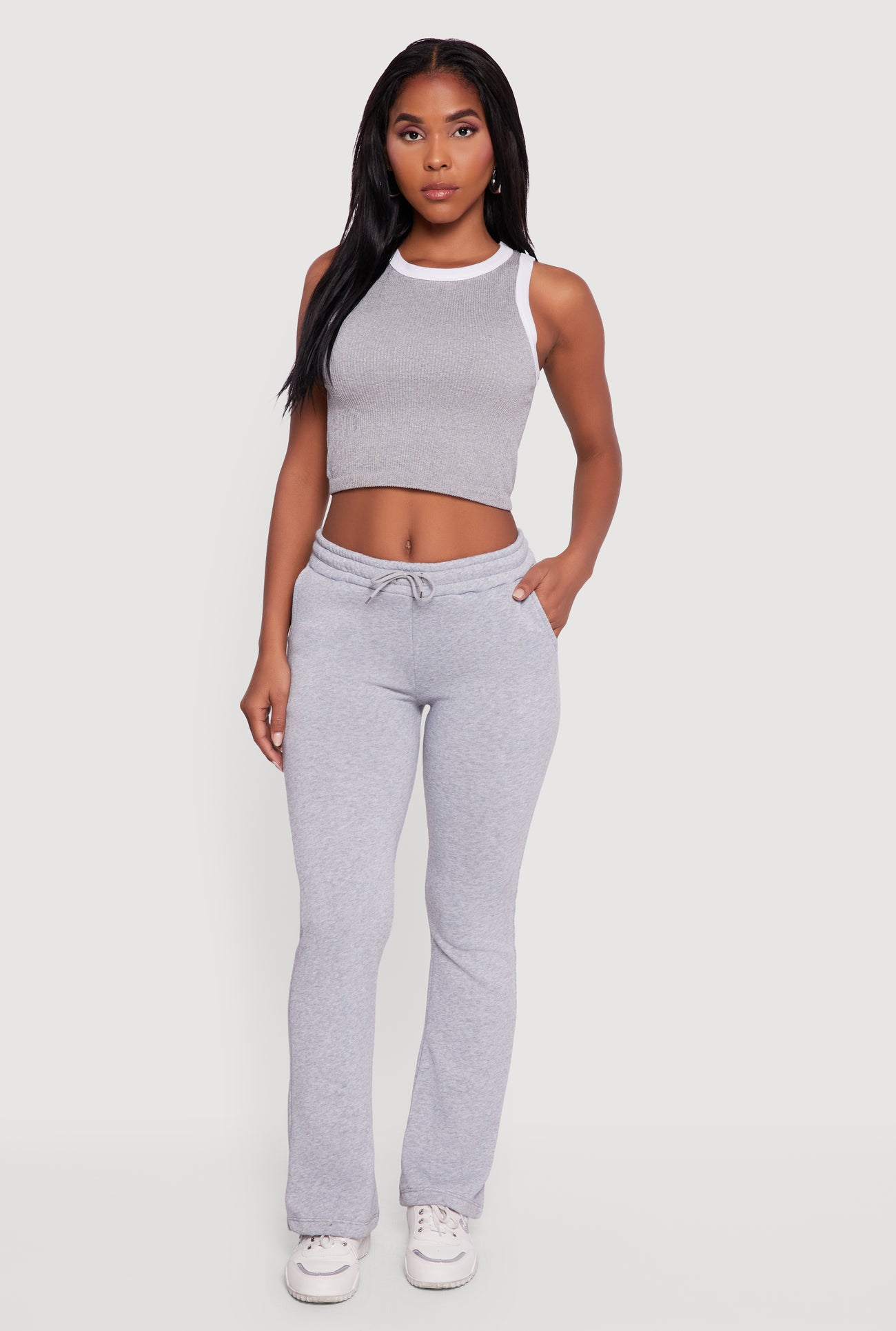 Drawstring Waist Slim Bootcut Sweatpants