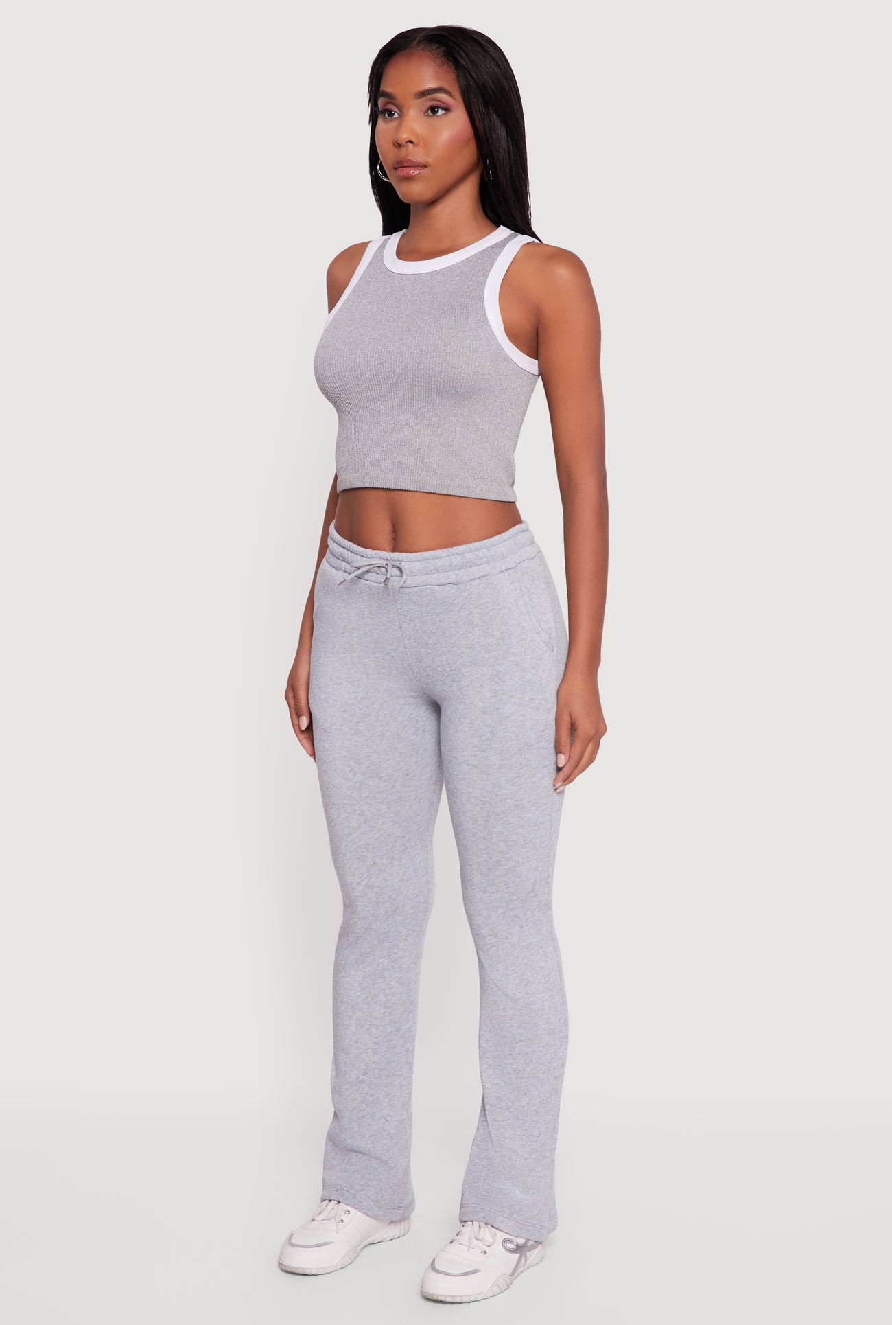 Drawstring Waist Slim Bootcut Sweatpants