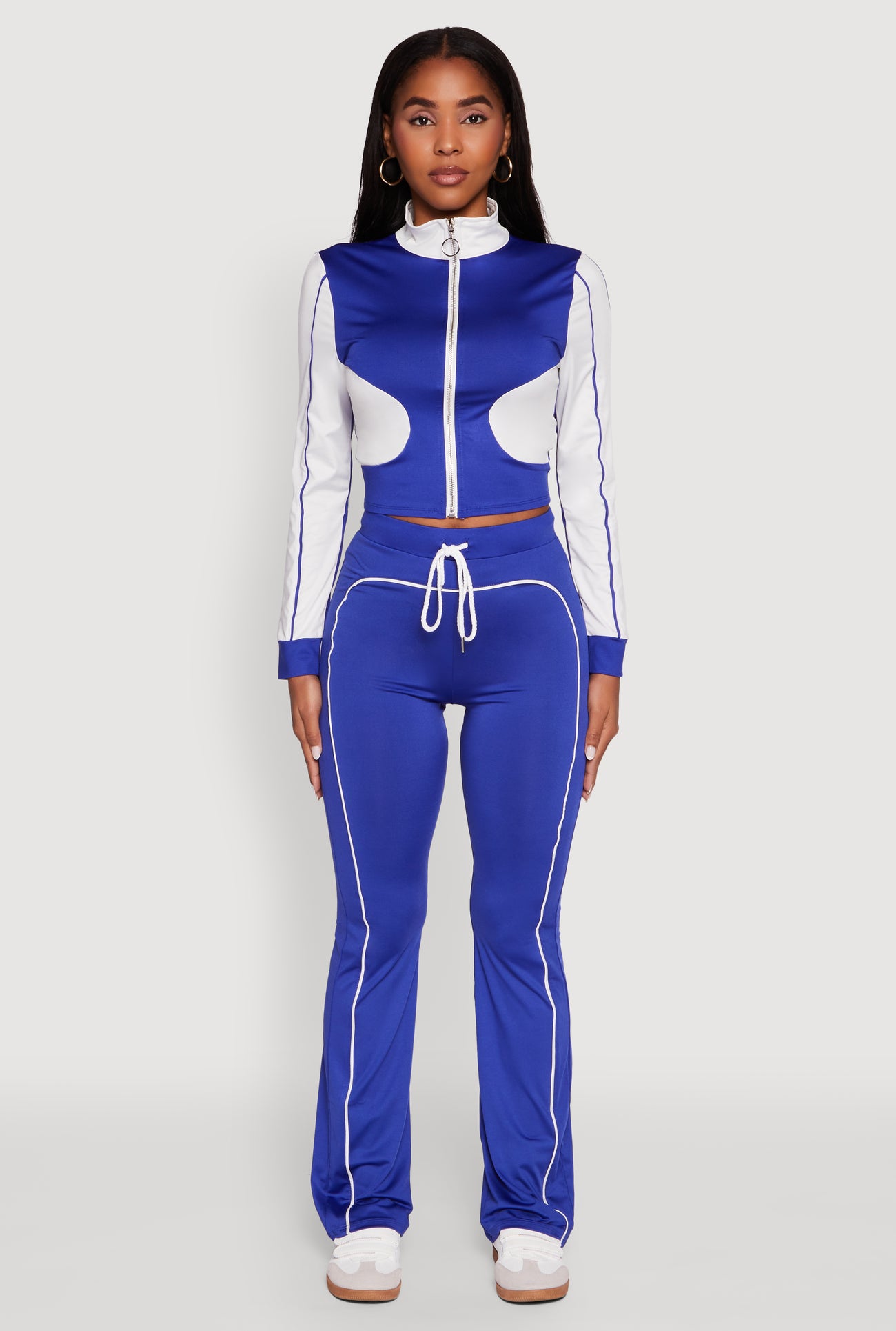 High Waisted Boot Cut Active Pants with Contrast Piping