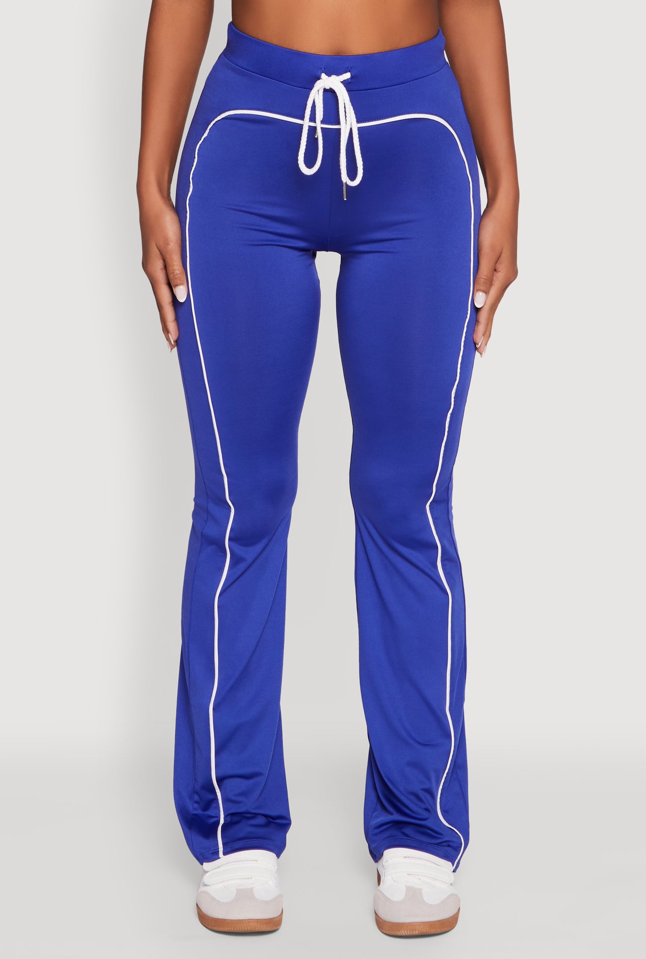 High Waisted Boot Cut Active Pants with Contrast Piping