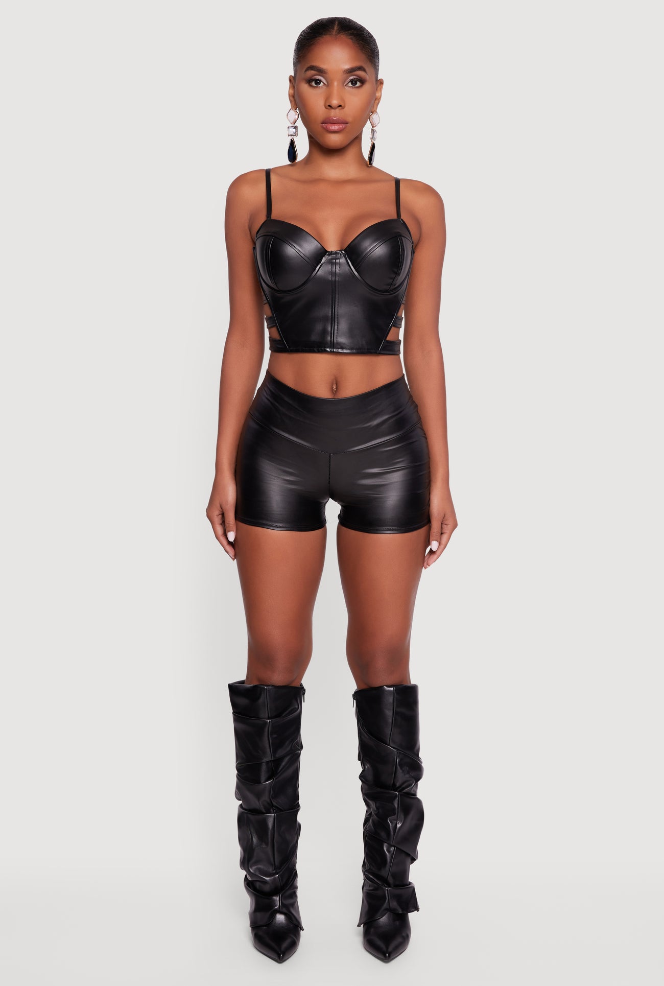 Faux Leather Ruched Side Shorts