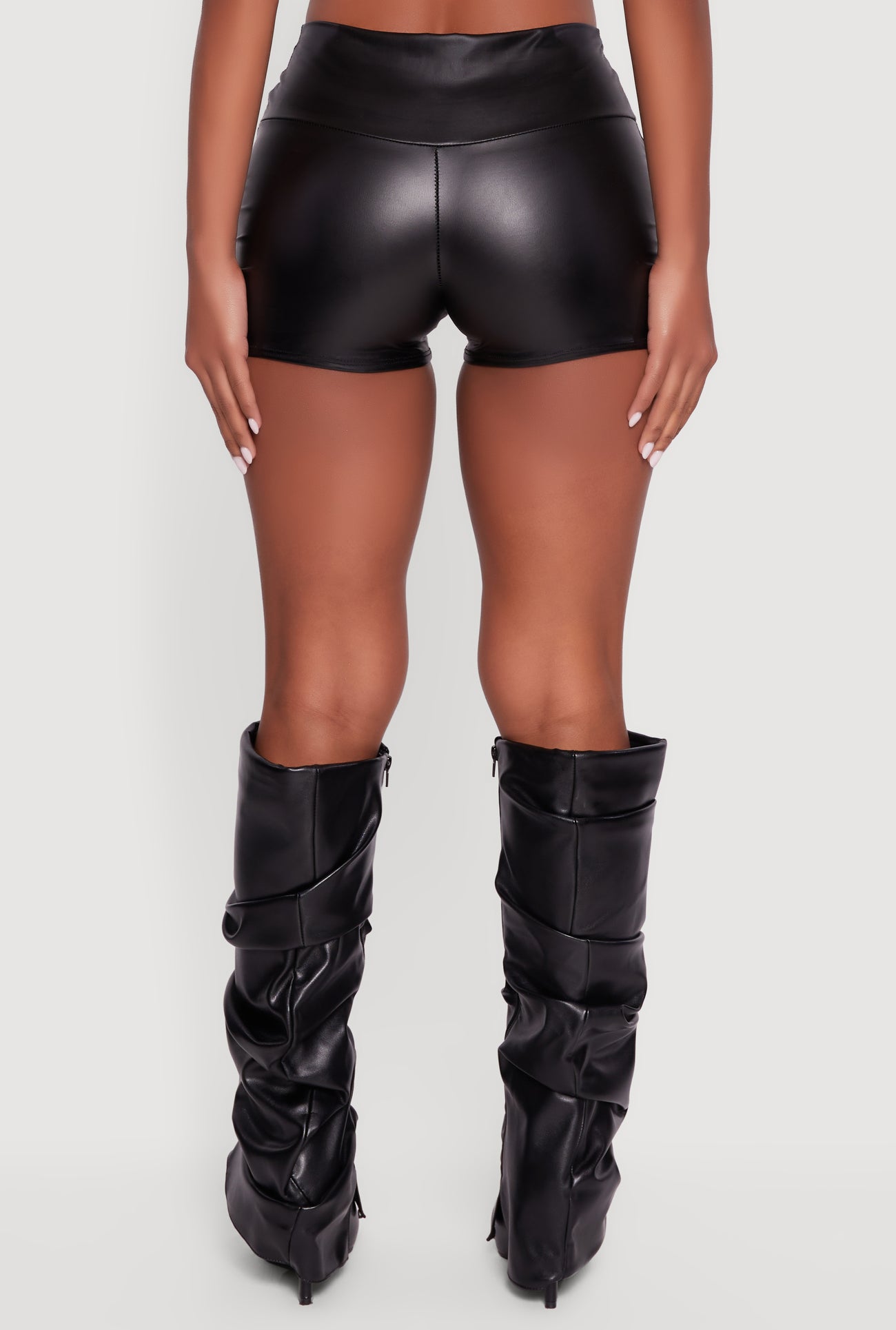Faux Leather Ruched Side Shorts