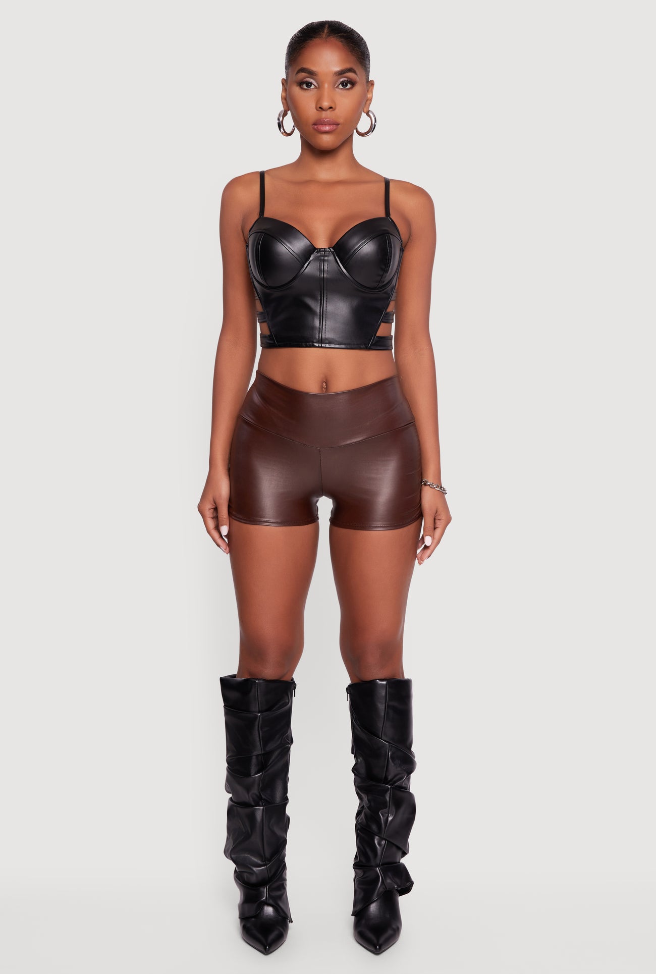 Faux Leather Ruched Side Shorts