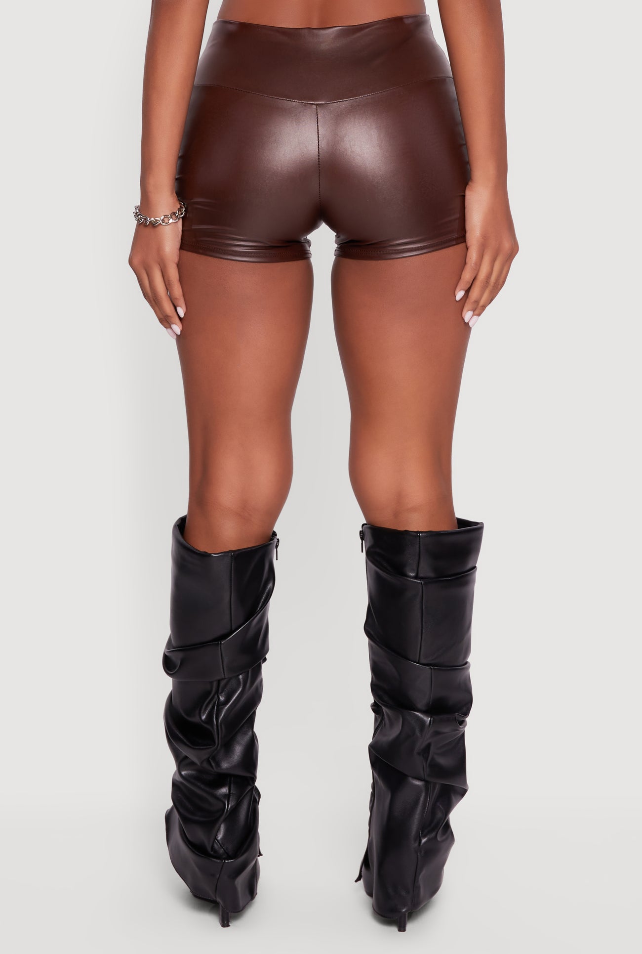 Faux Leather Ruched Side Shorts