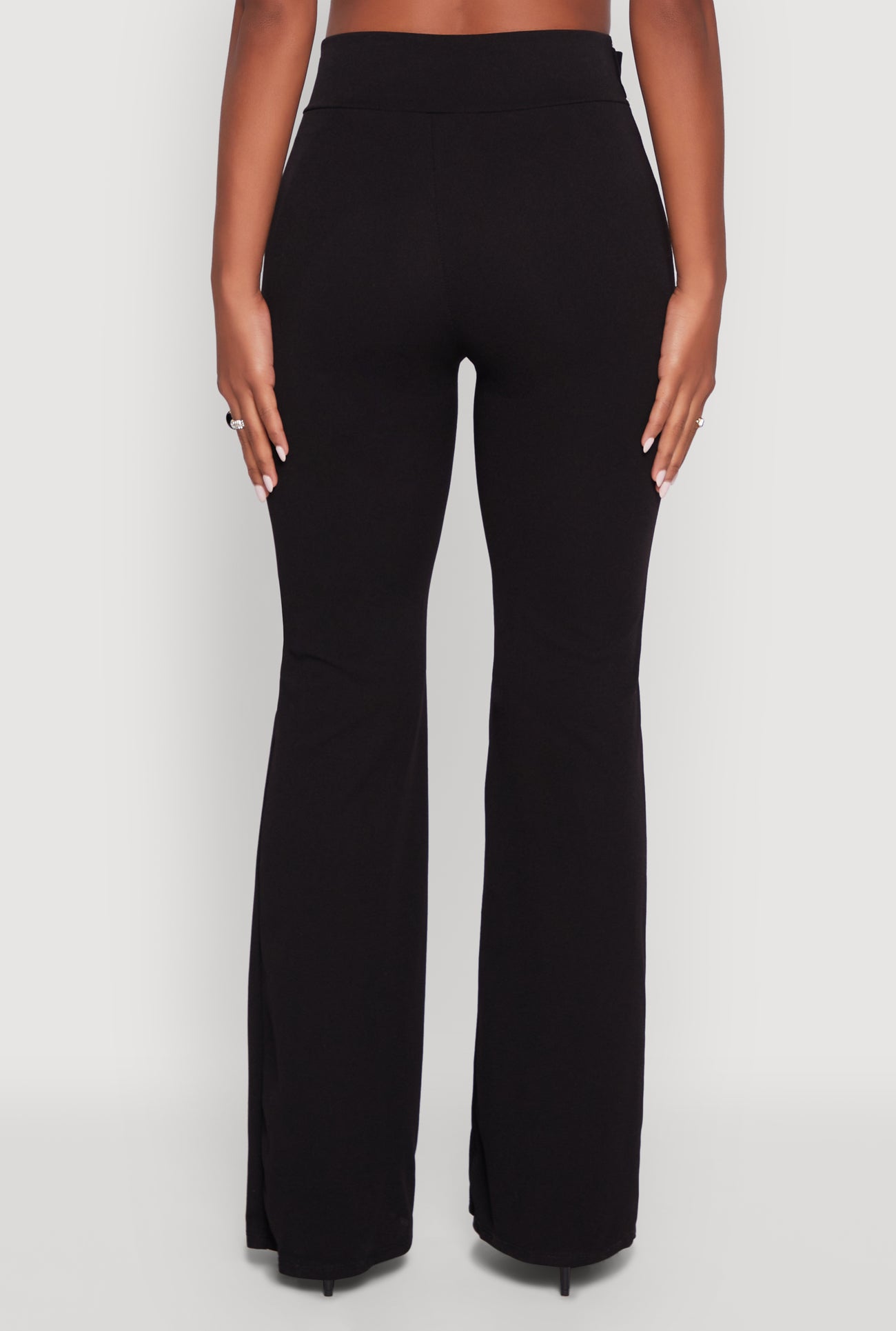 High Waisted Crepe Knit Tie Front Dress Pants