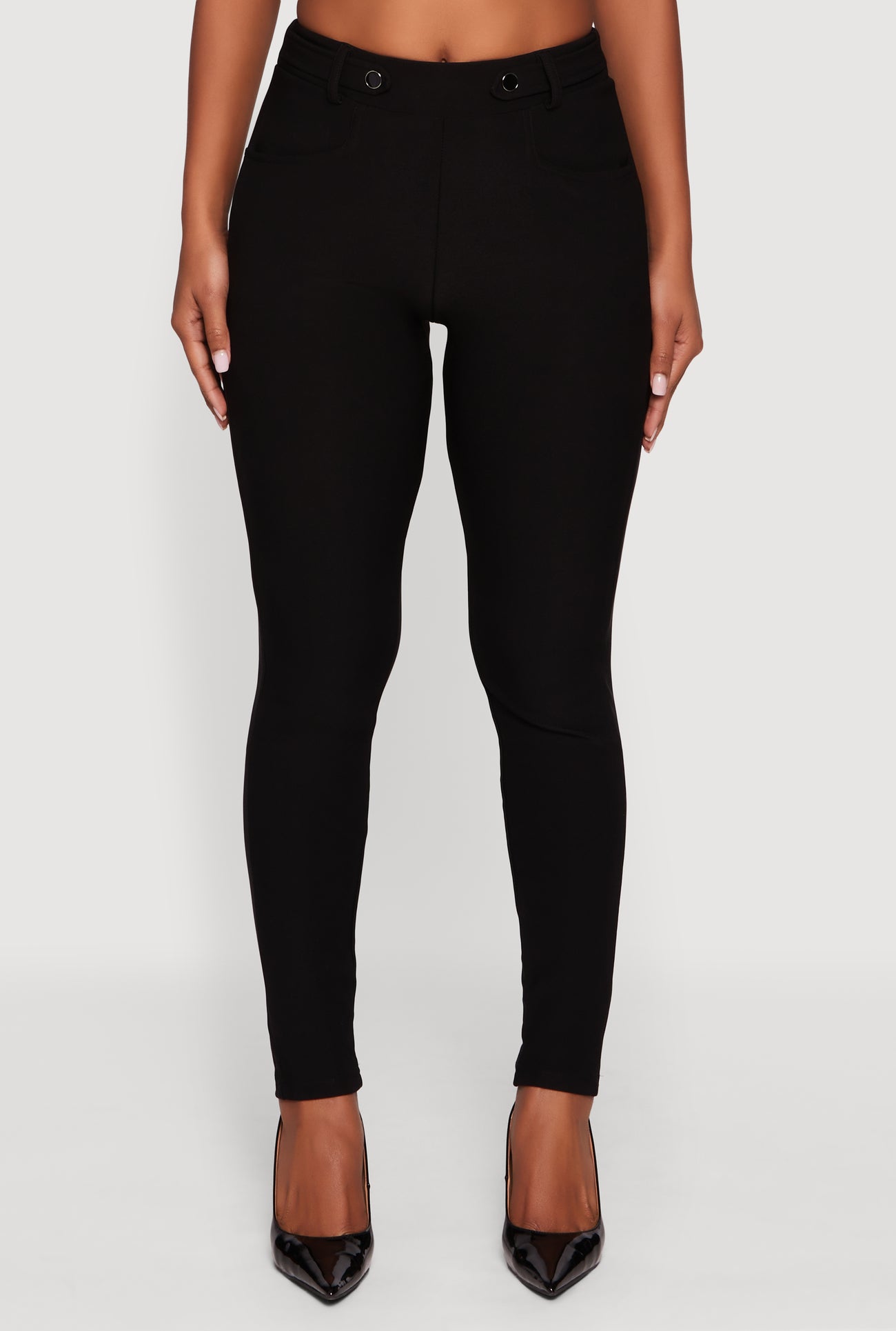Scuba Tab Waist Skinny Dress Pants