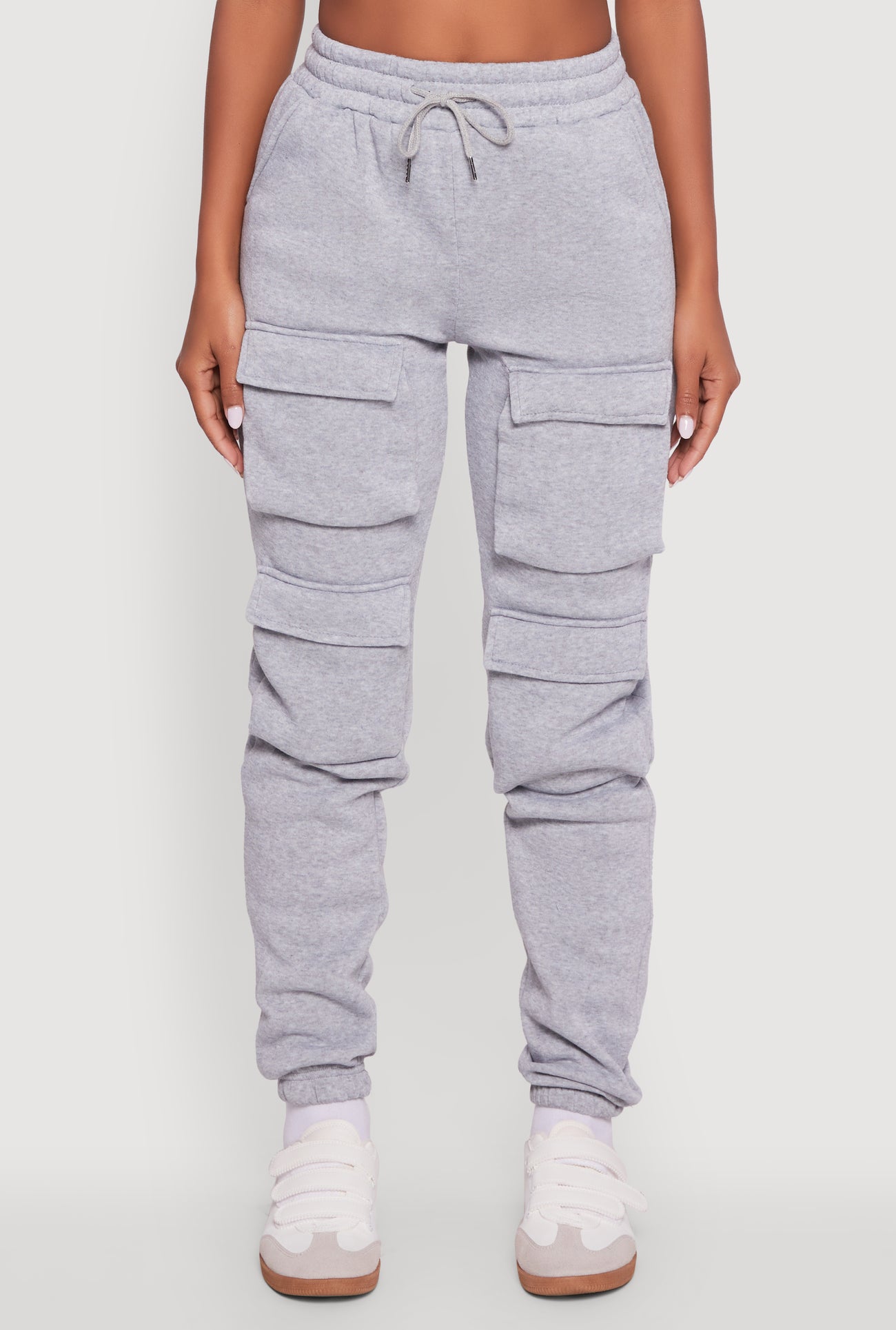 High Waisted Fleece Cargo Pocket Sweatpants