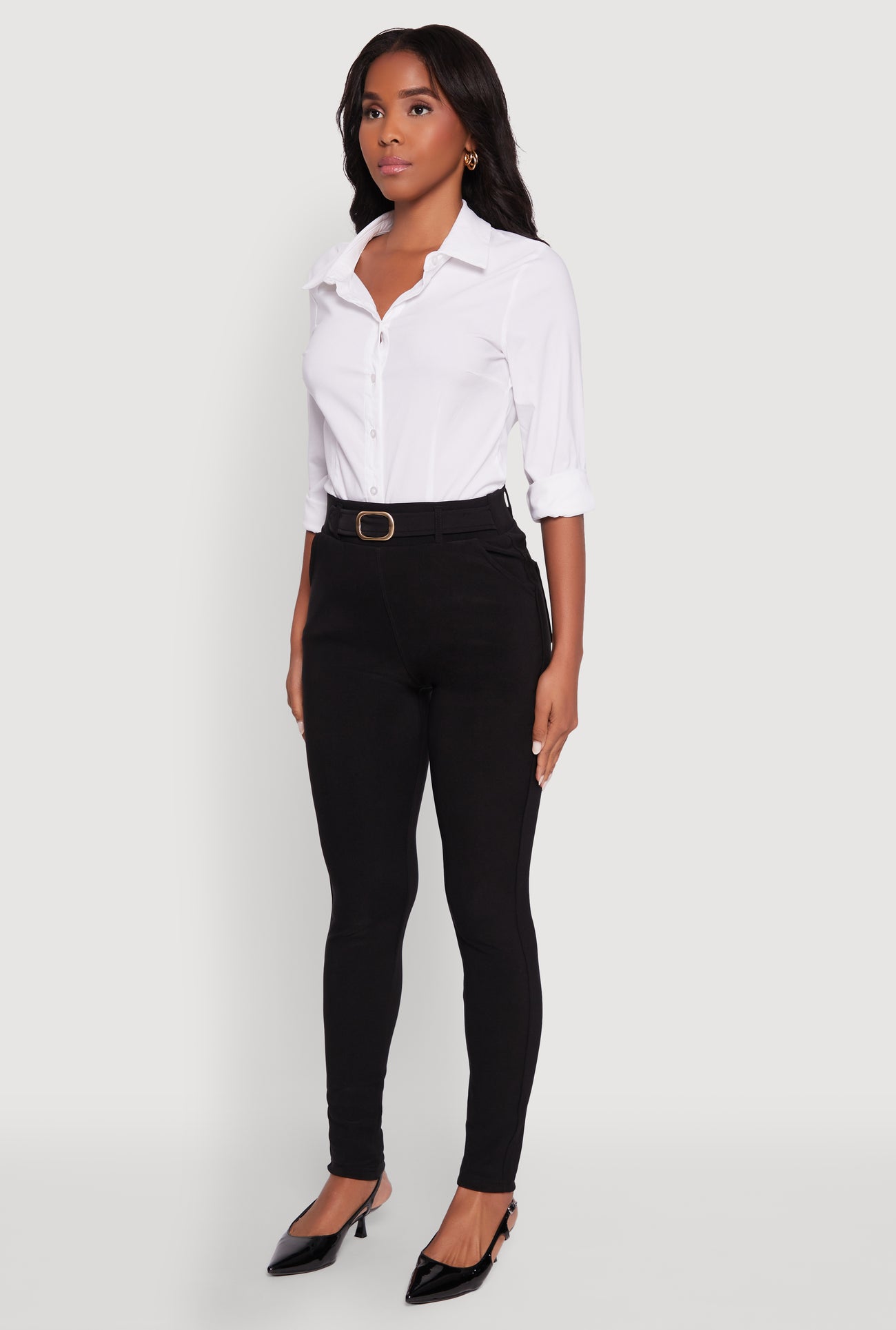 Body Contour Belted Front Pants