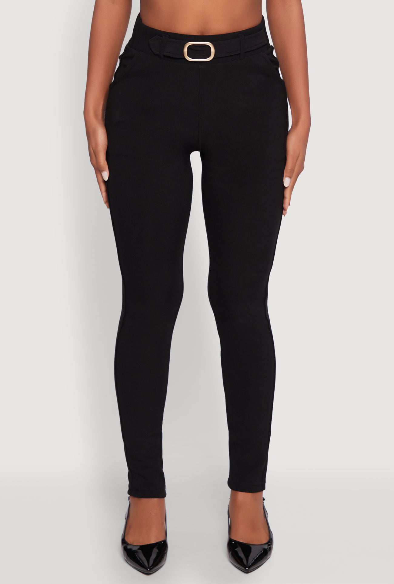 Body Contour Belted Front Pants
