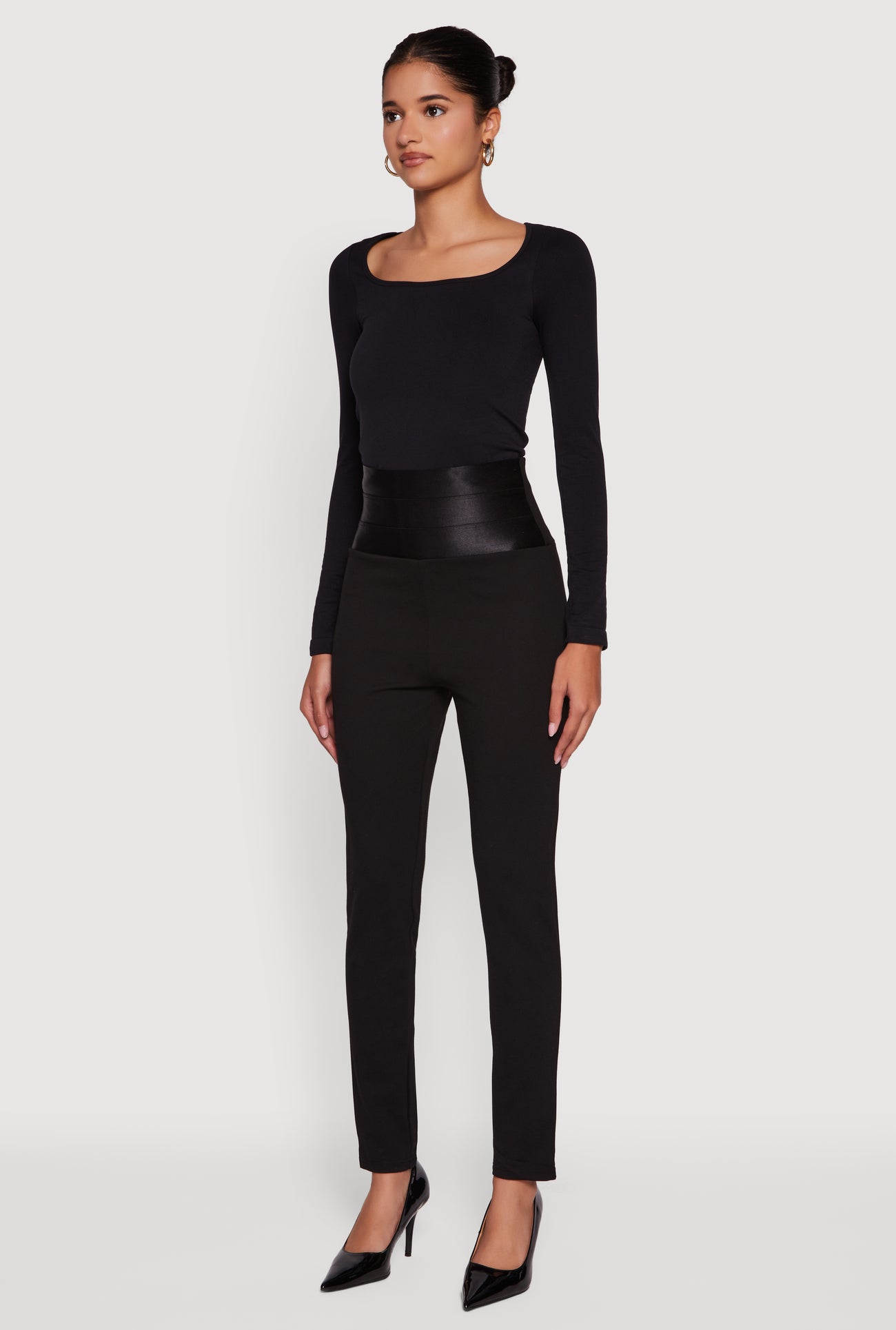 Ponte Bandage Waistband High Waisted Slim Leg Pants