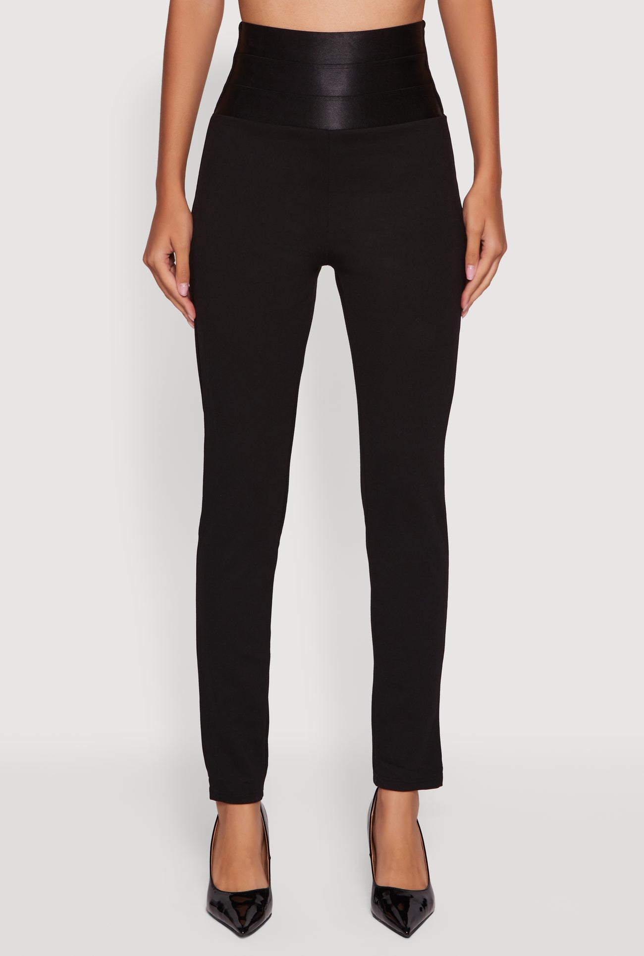 Ponte Bandage Waistband High Waisted Slim Leg Pants