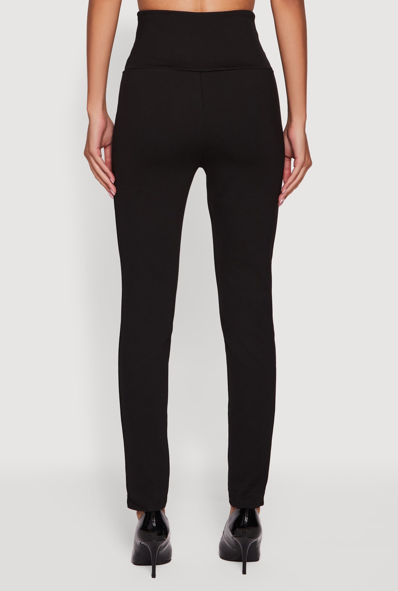 Ponte Bandage Waistband High Waisted Slim Leg Pants