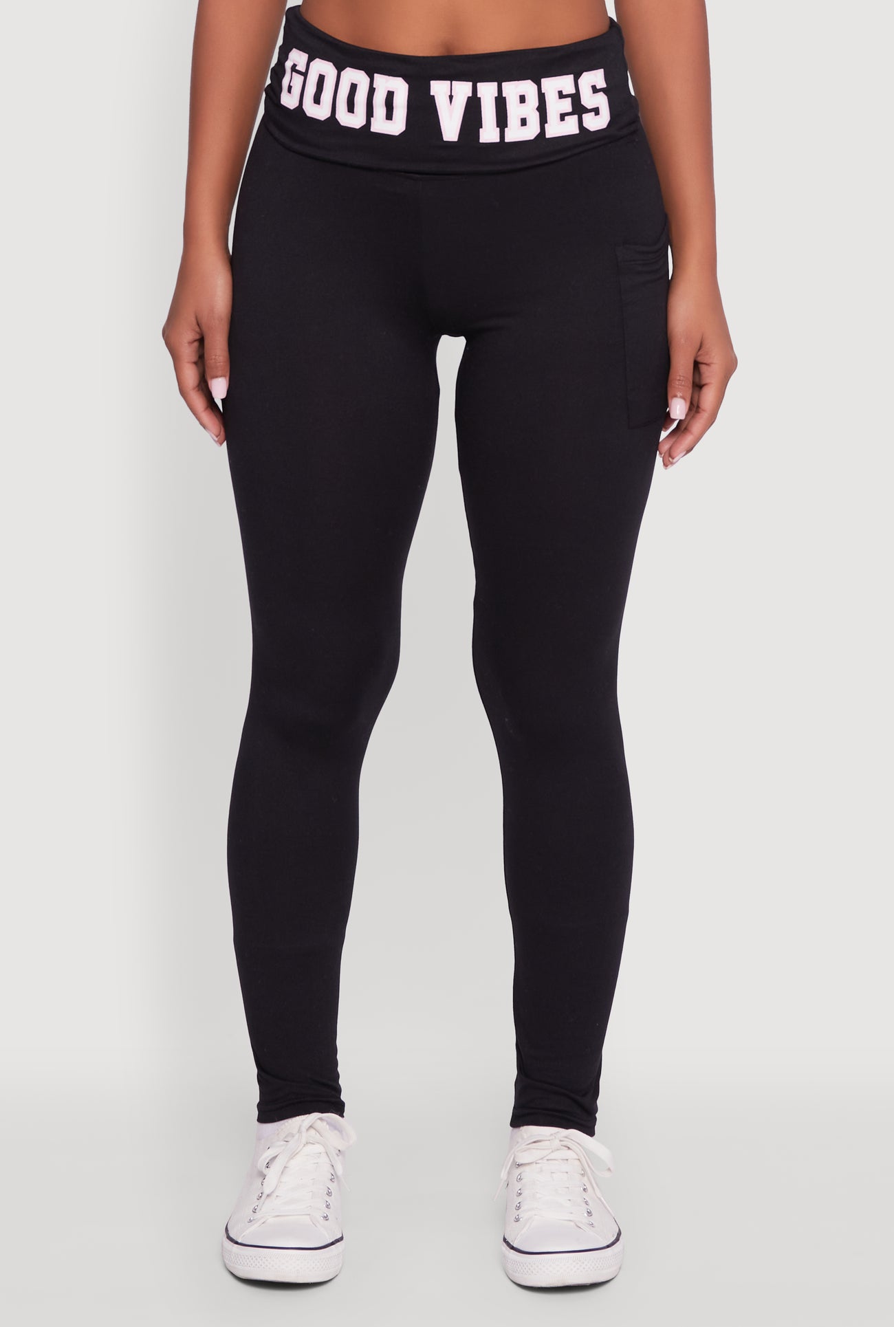 Good Vibes Graphic Cell Phone Pocket Leggings