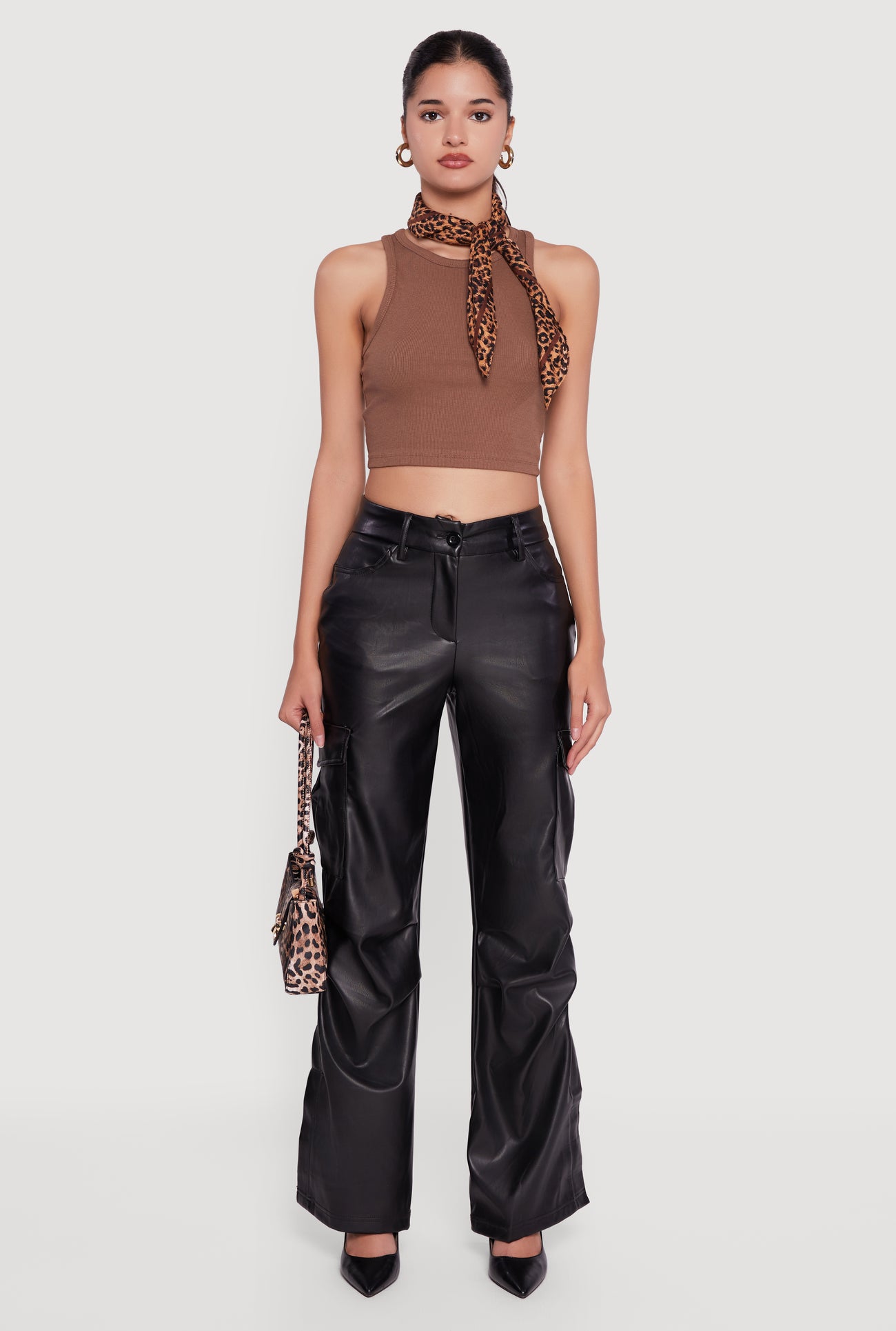 womens flare dress pants Side Slit Faux Leather Flare Leg Dress Pants
