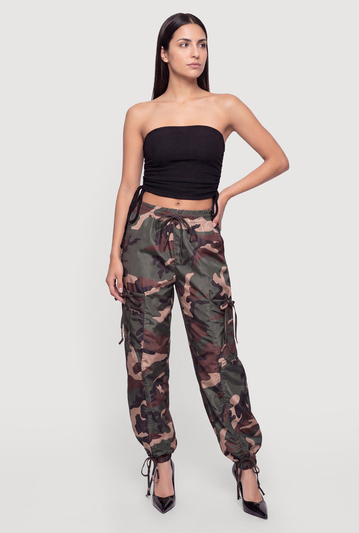 Camouflage Cargo Pocket Drawstring Waist Joggers