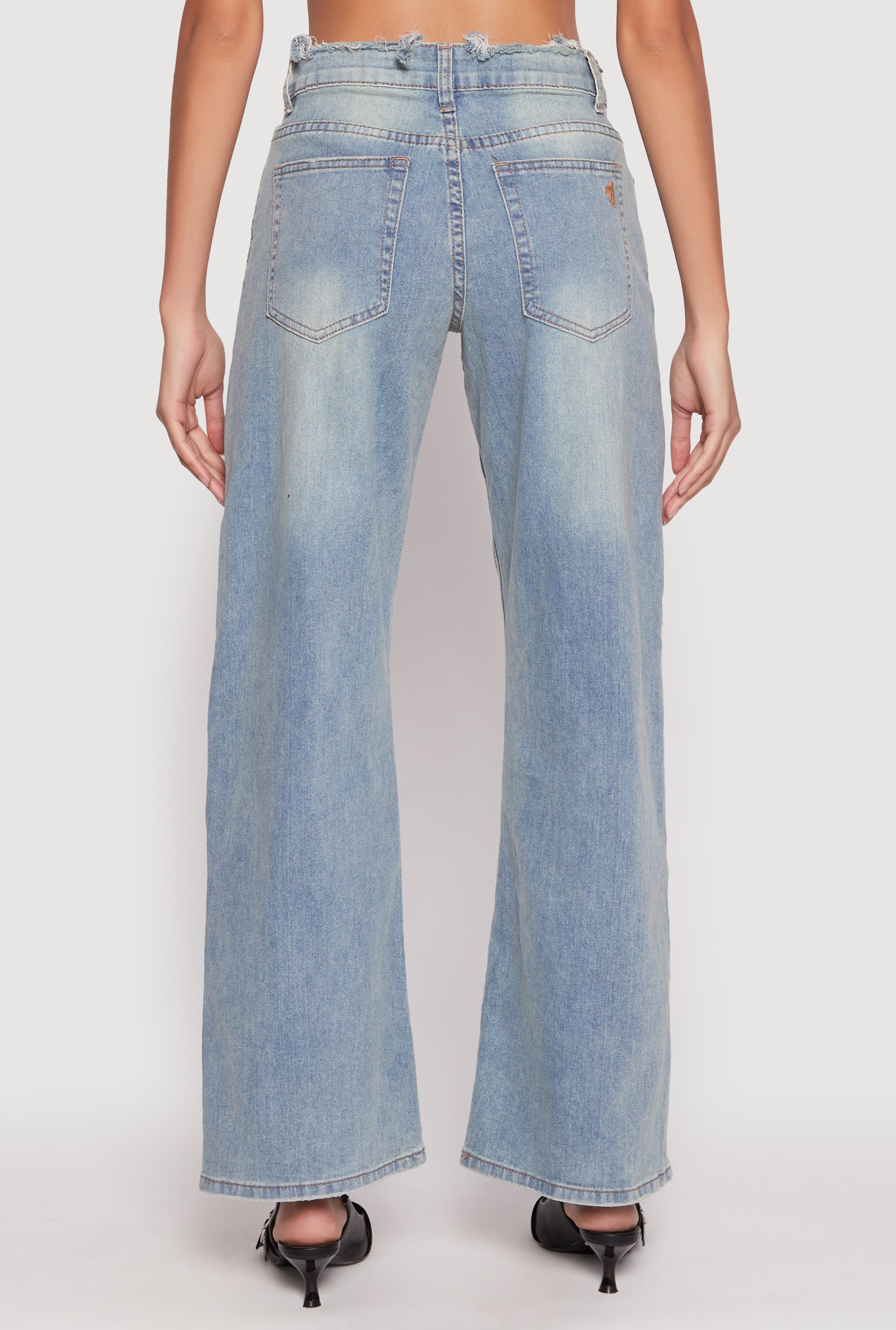VIP Frayed Waist Wide Leg Jeans