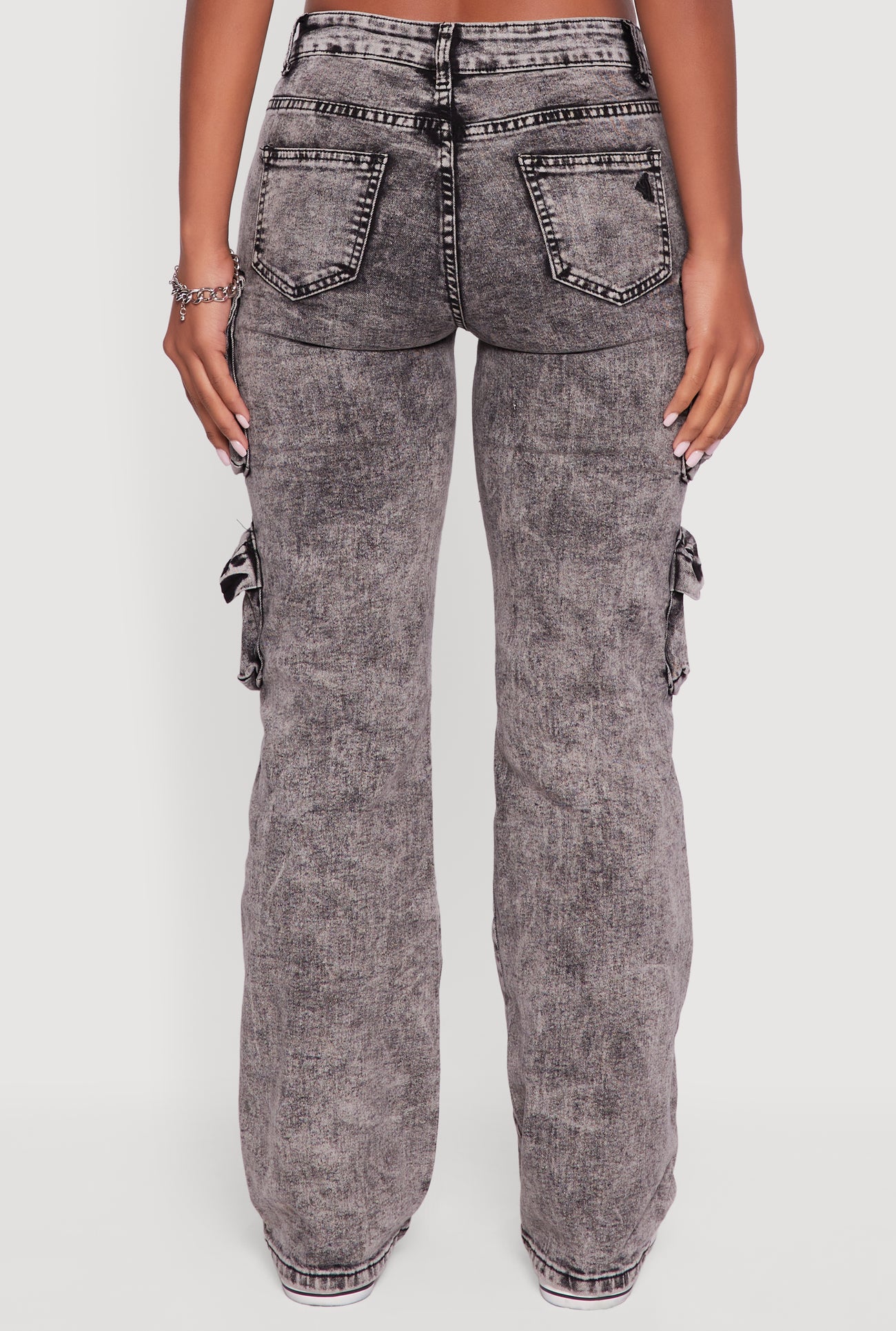 VIP Acid Wash Slim Leg Utility Jeans