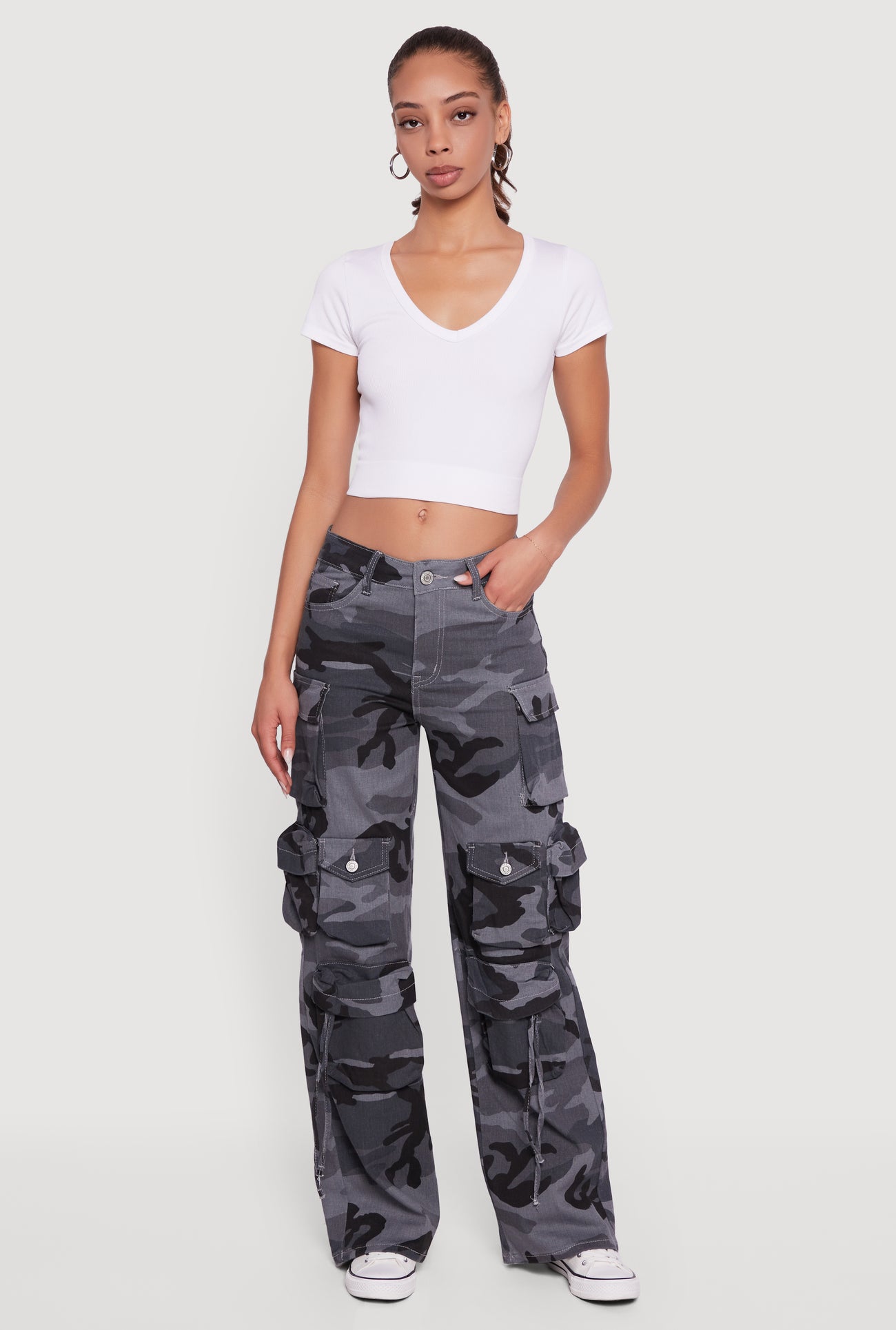 VIP Camouflage Cargo Pocket Straight Leg Jeans