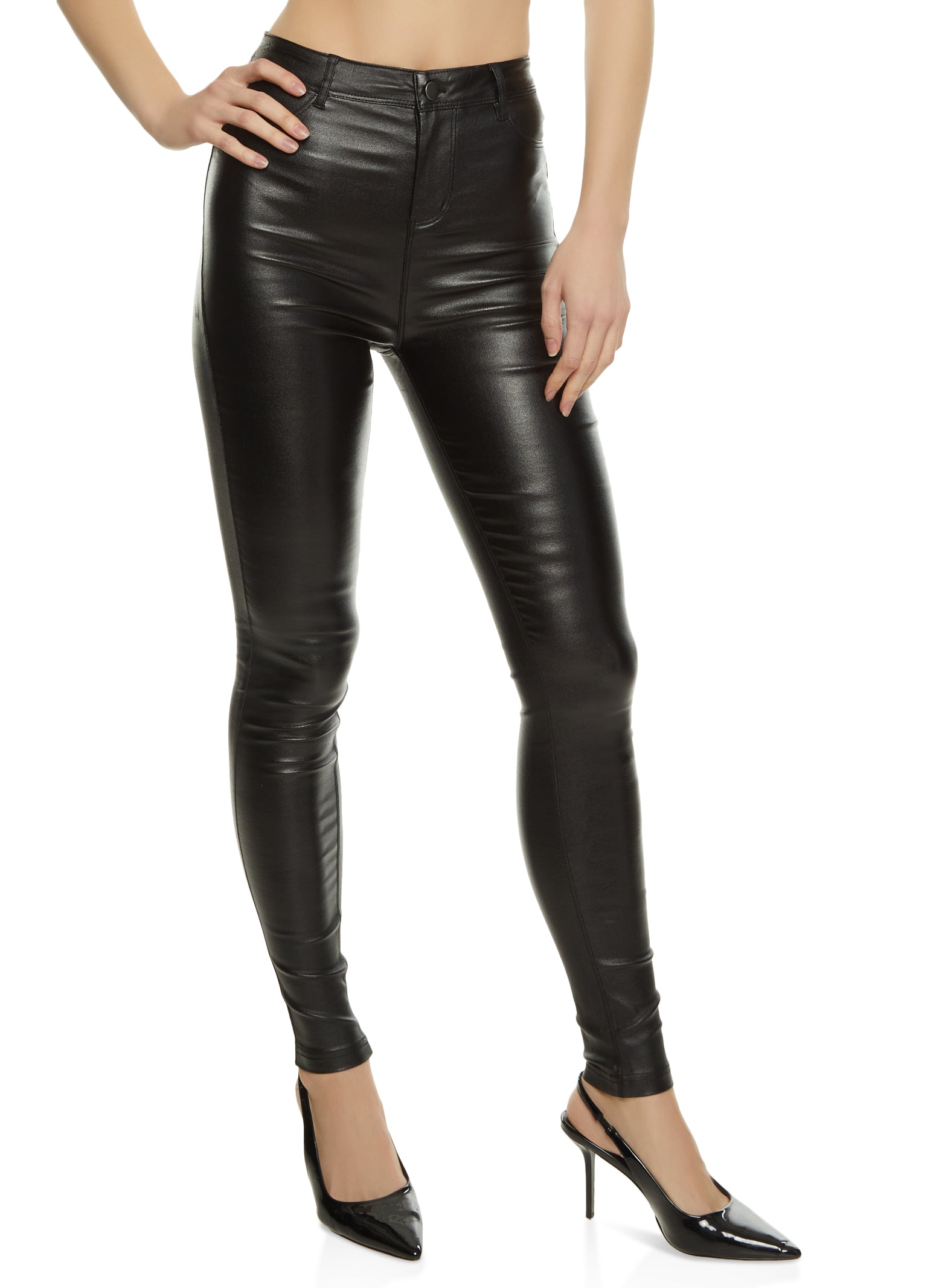 Faux Leather High Waisted Skinny Leg Pants