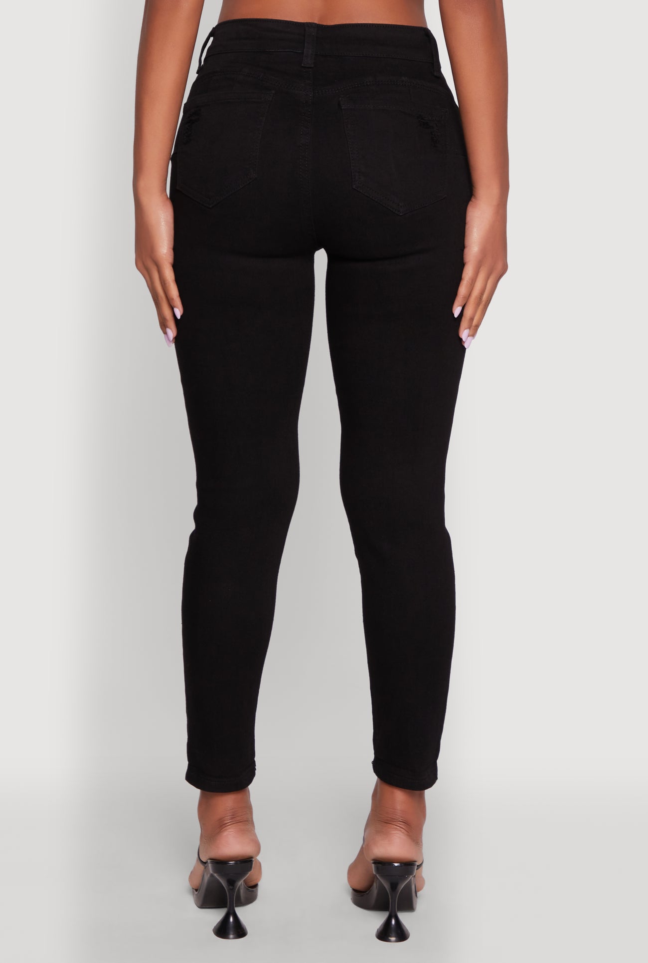 WAX Ripped Rolled Cuff Skinny Jeans