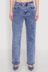 WAX Acid Wash Straight Leg Jeans