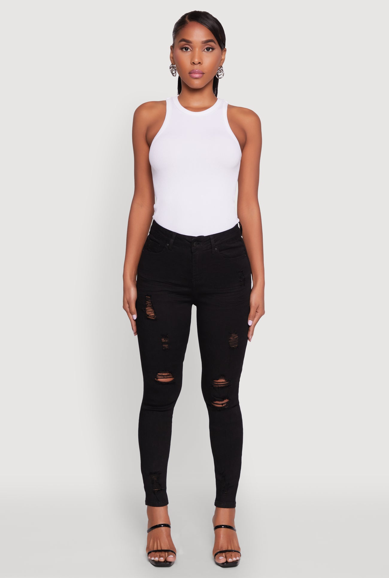 WAX Distressed Frayed Skinny Jeans