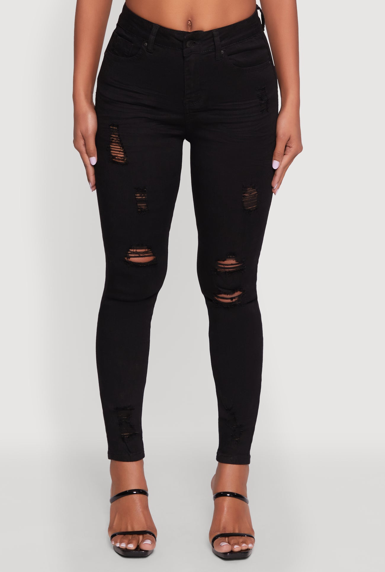 WAX Distressed Frayed Skinny Jeans