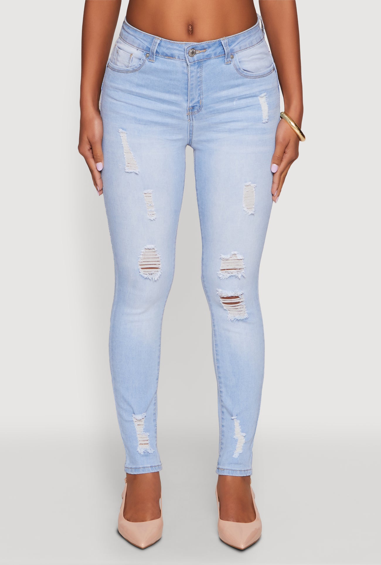 WAX Distressed Frayed Skinny Jeans