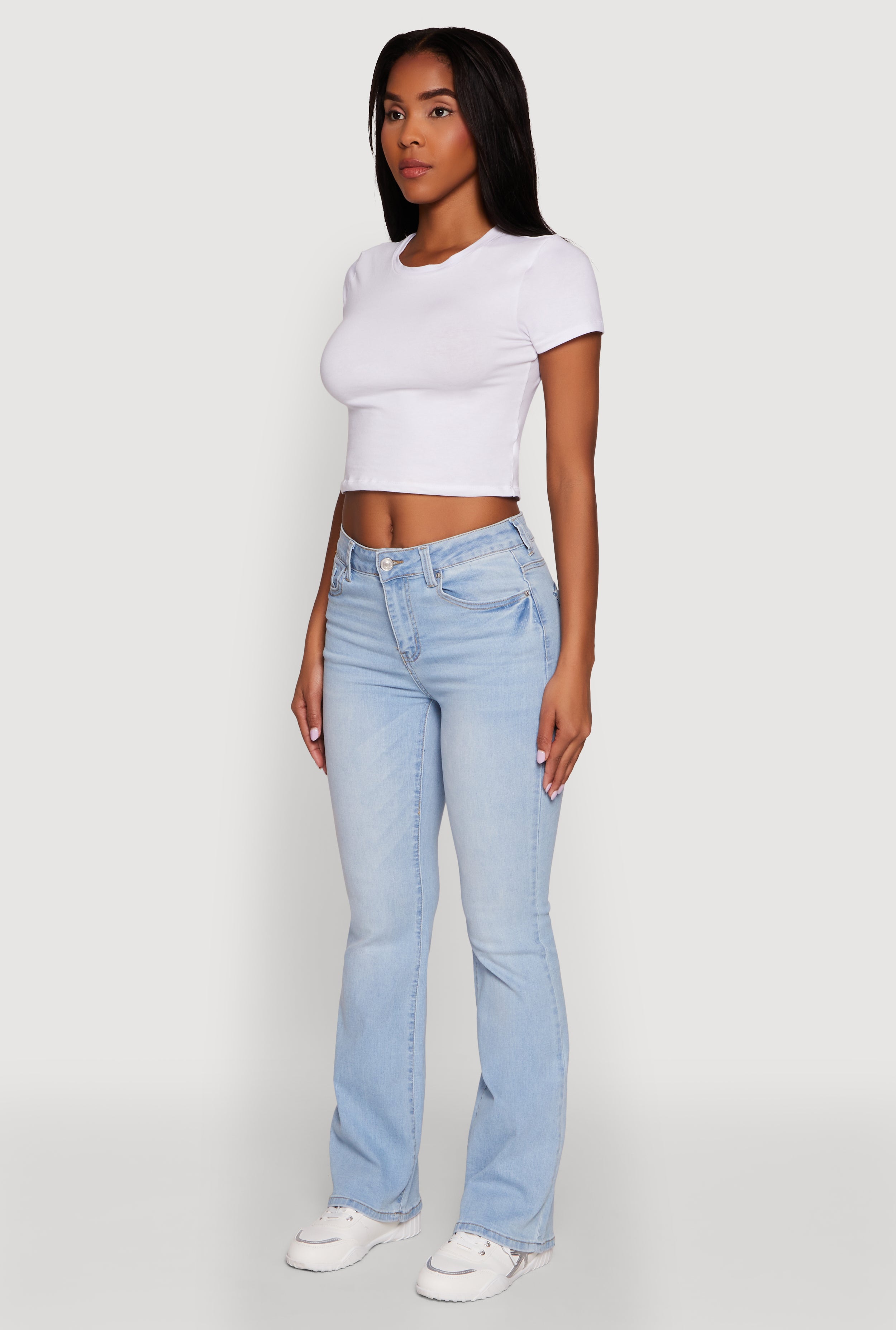 WAX Stretch Flap Pocket Mid Rise Bootcut Jeans