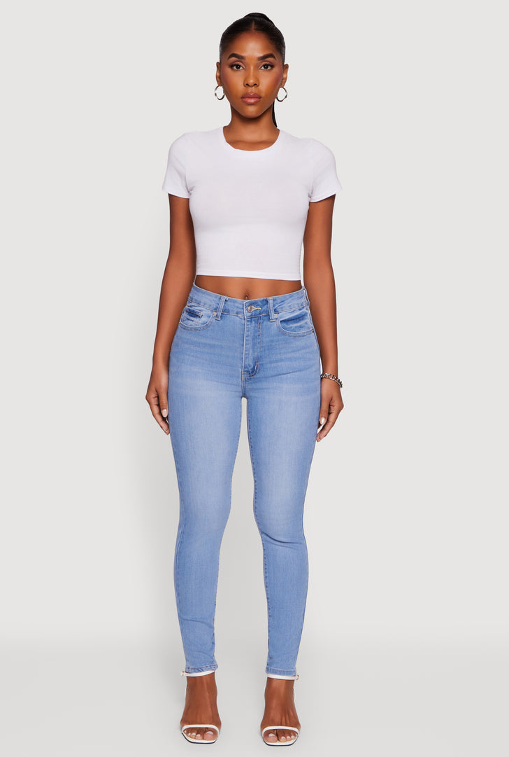 Wax High Waist Whiskered Skinny Jeans