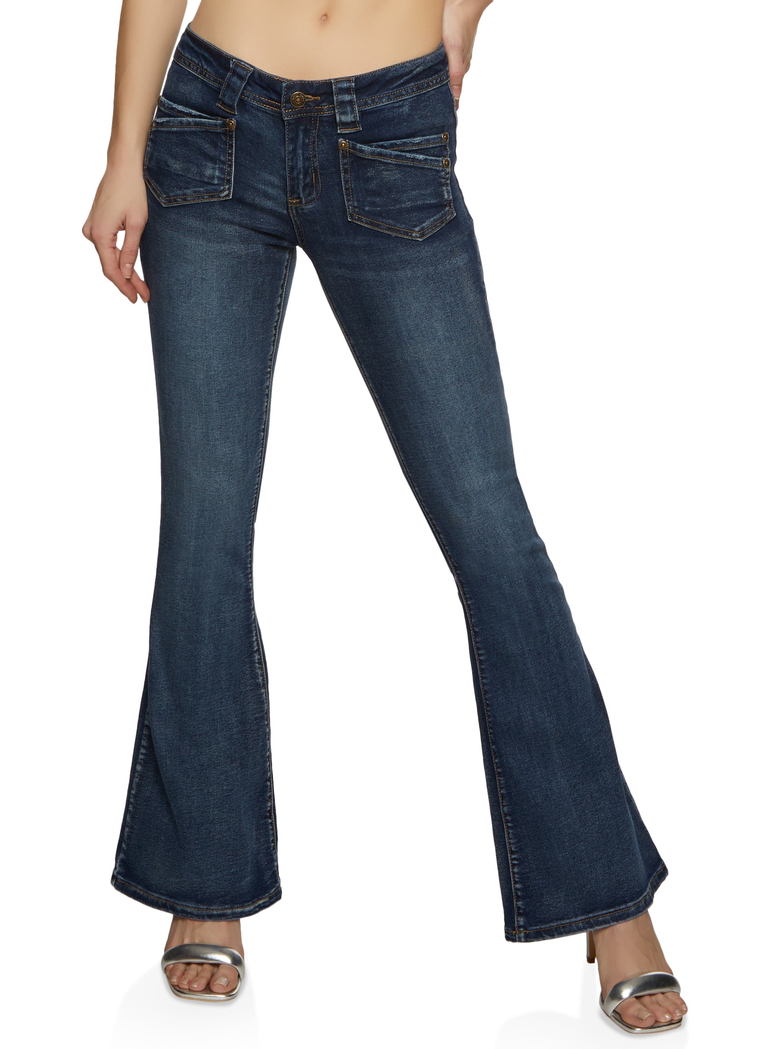 Almost Famous Low Rise Flare Jeans - Dark Wash