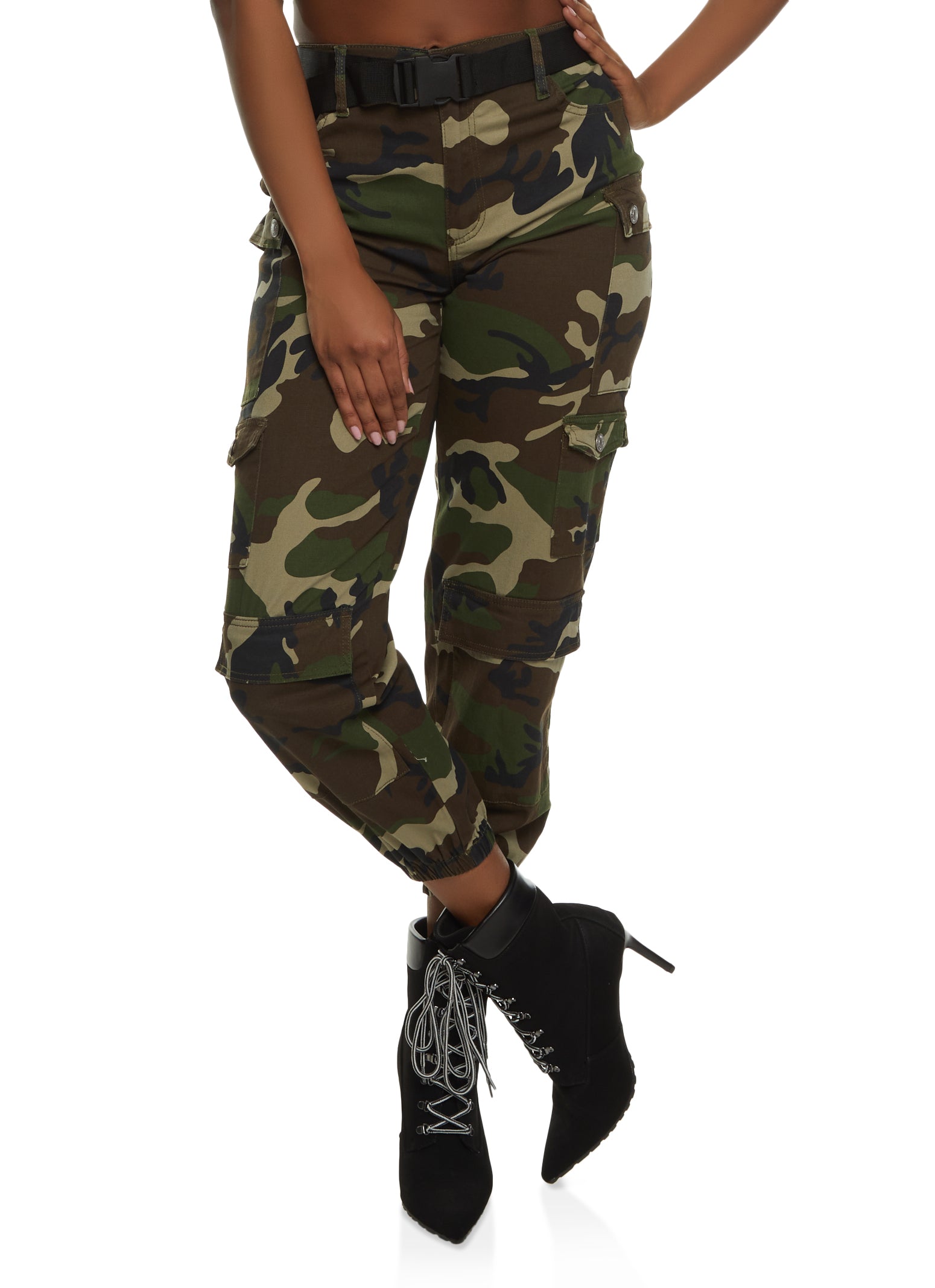 Camo Belted Cargo Joggers