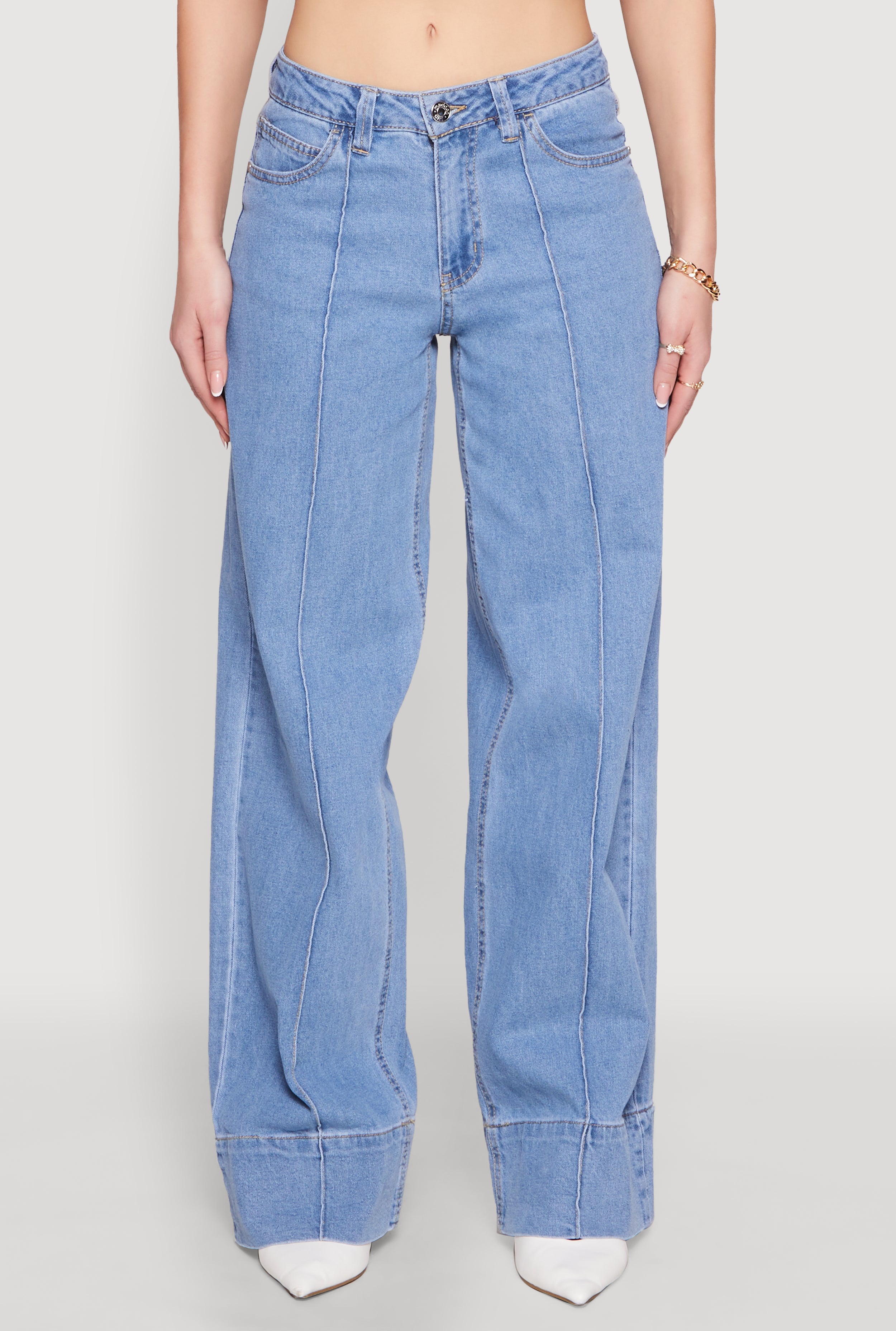 Madden Girl Pintuck Wide Leg Jeans