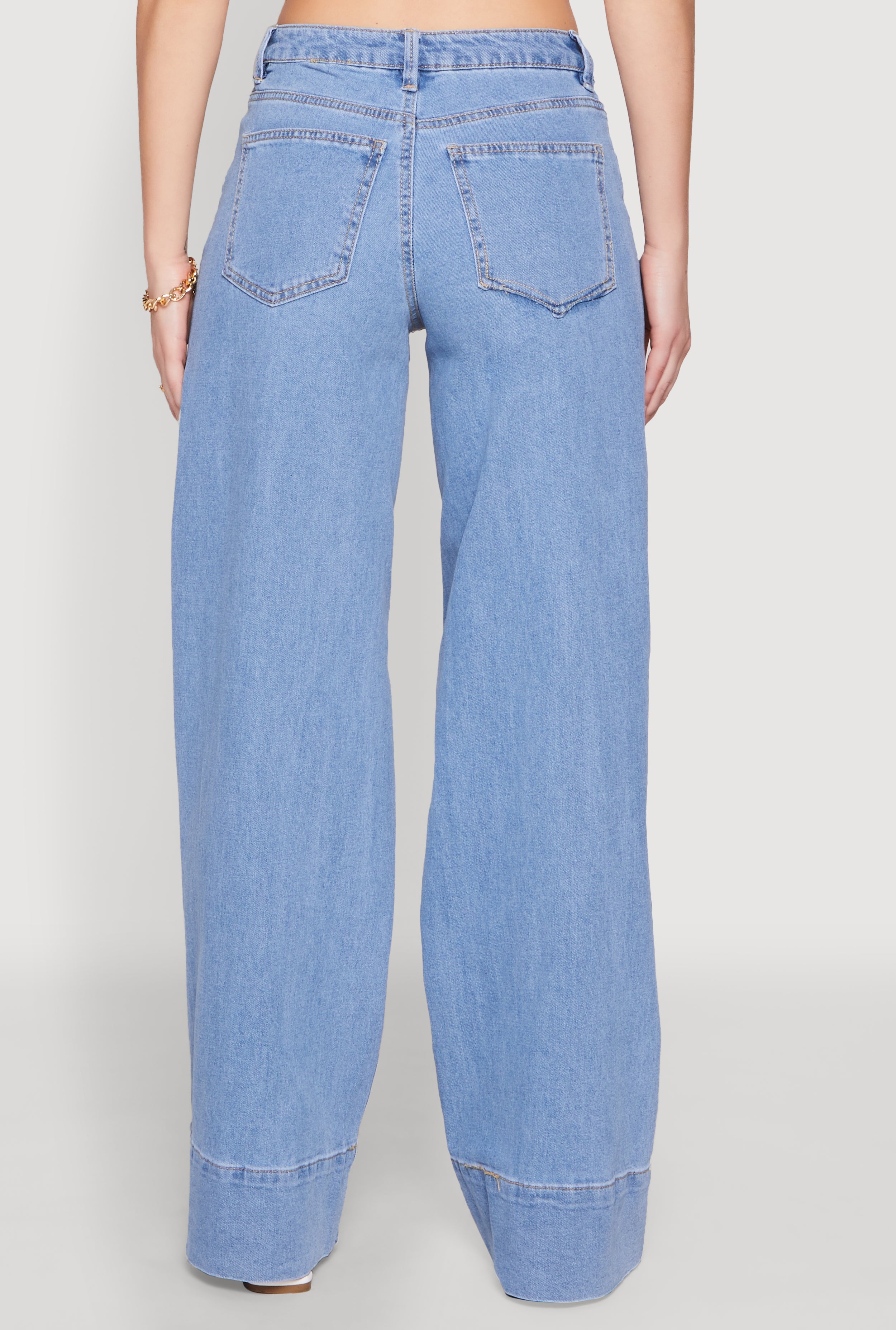 【PORTERNA】Popit Ribbed Wide Jeans WCMZJ Oprah's Favorite Tummy Control Sailor Wide Leg Trouser