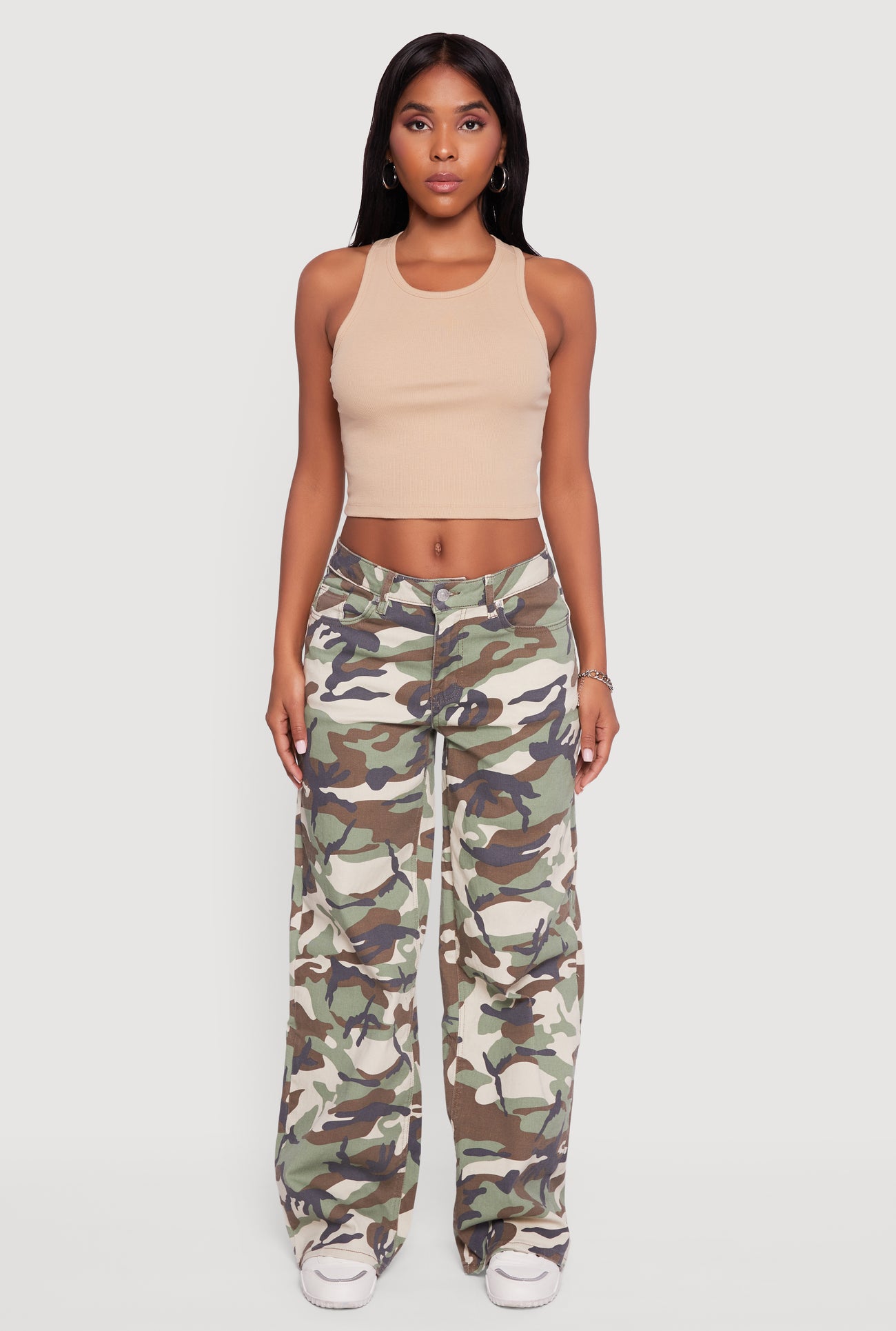 Camouflage Wide Leg Jeans