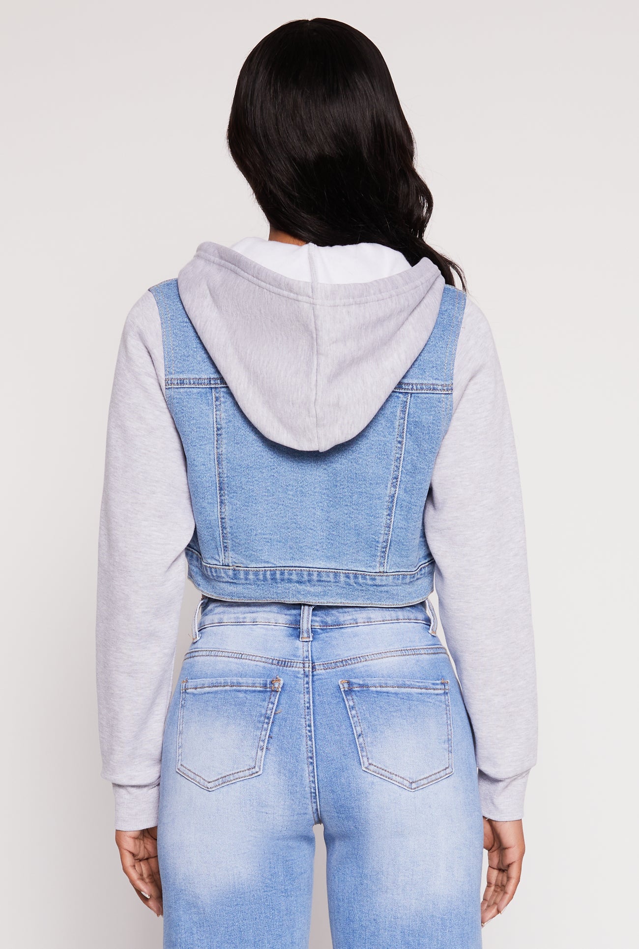 WAX Distressed Hooded Jean Jacket