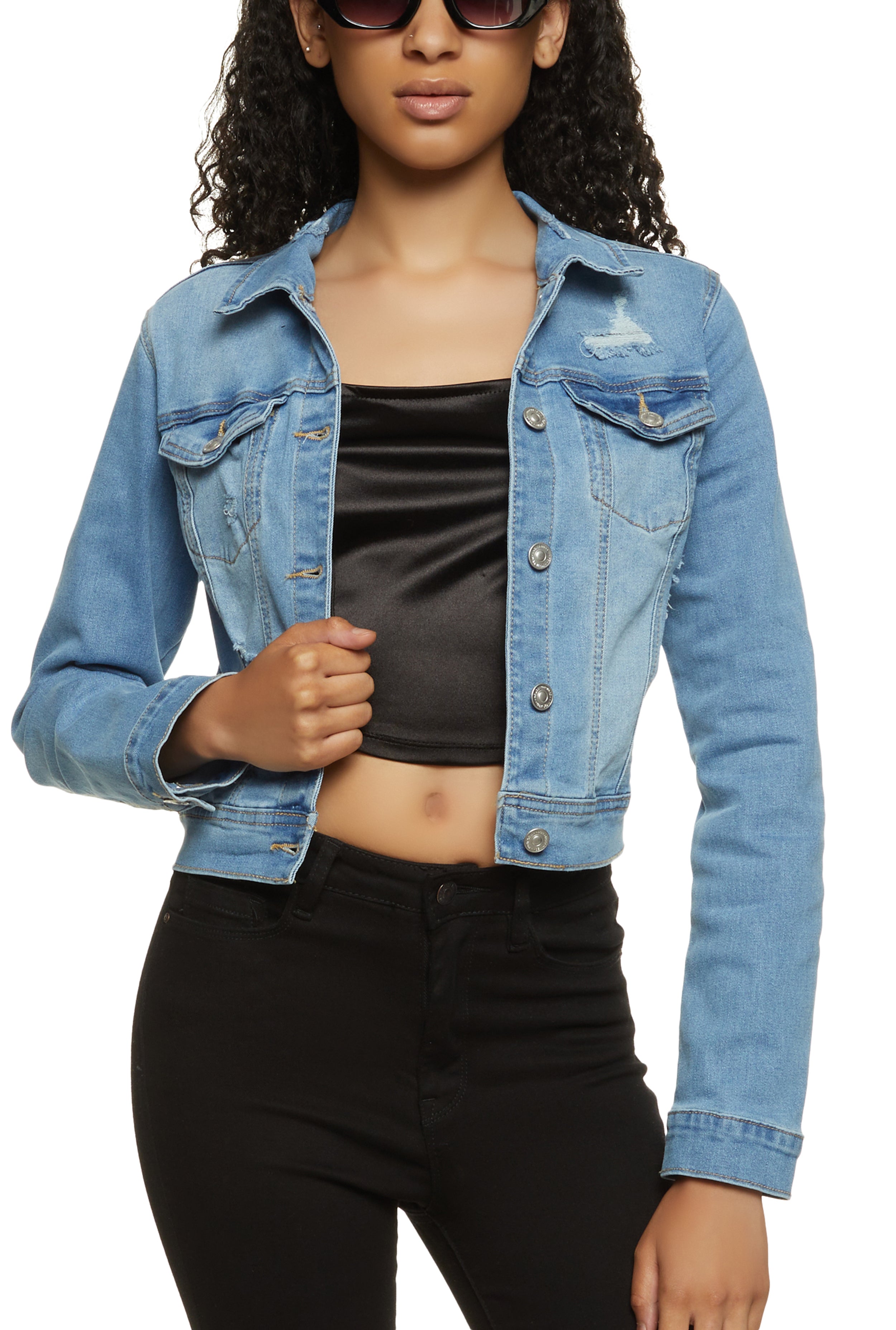 WAX Distressed Denim Jacket