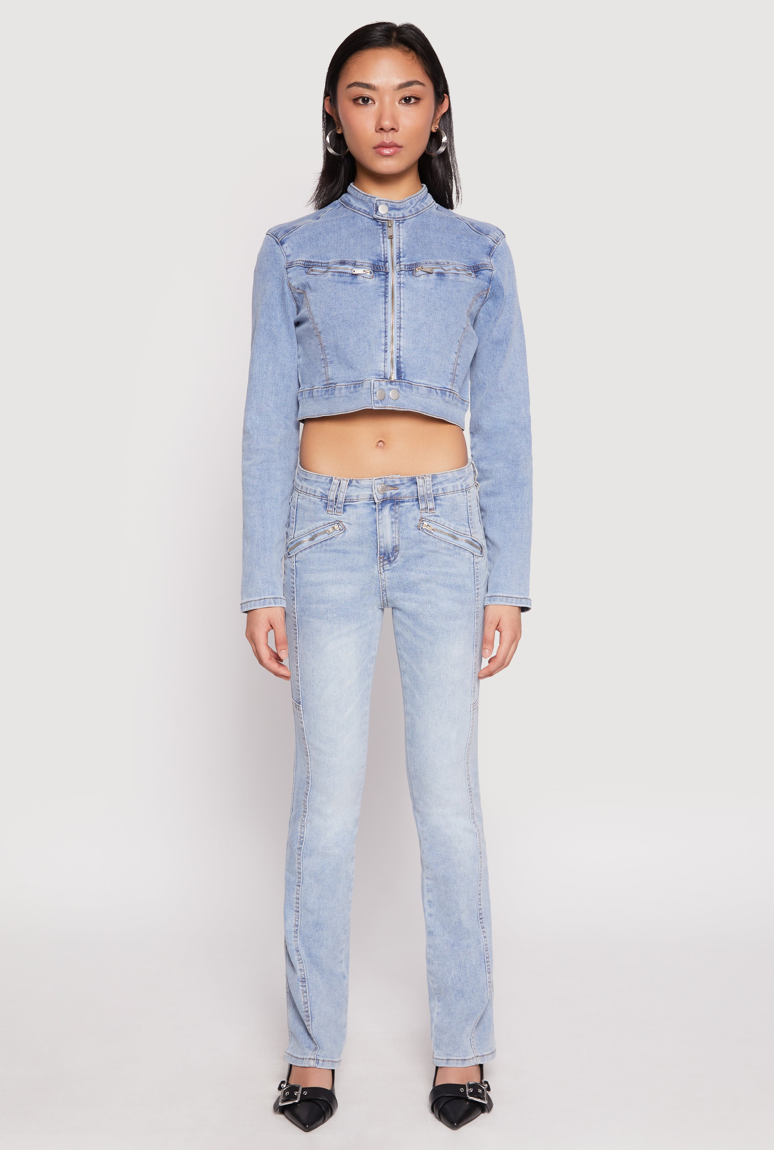 Almost Famous Denim Moto Cropped Jacket
