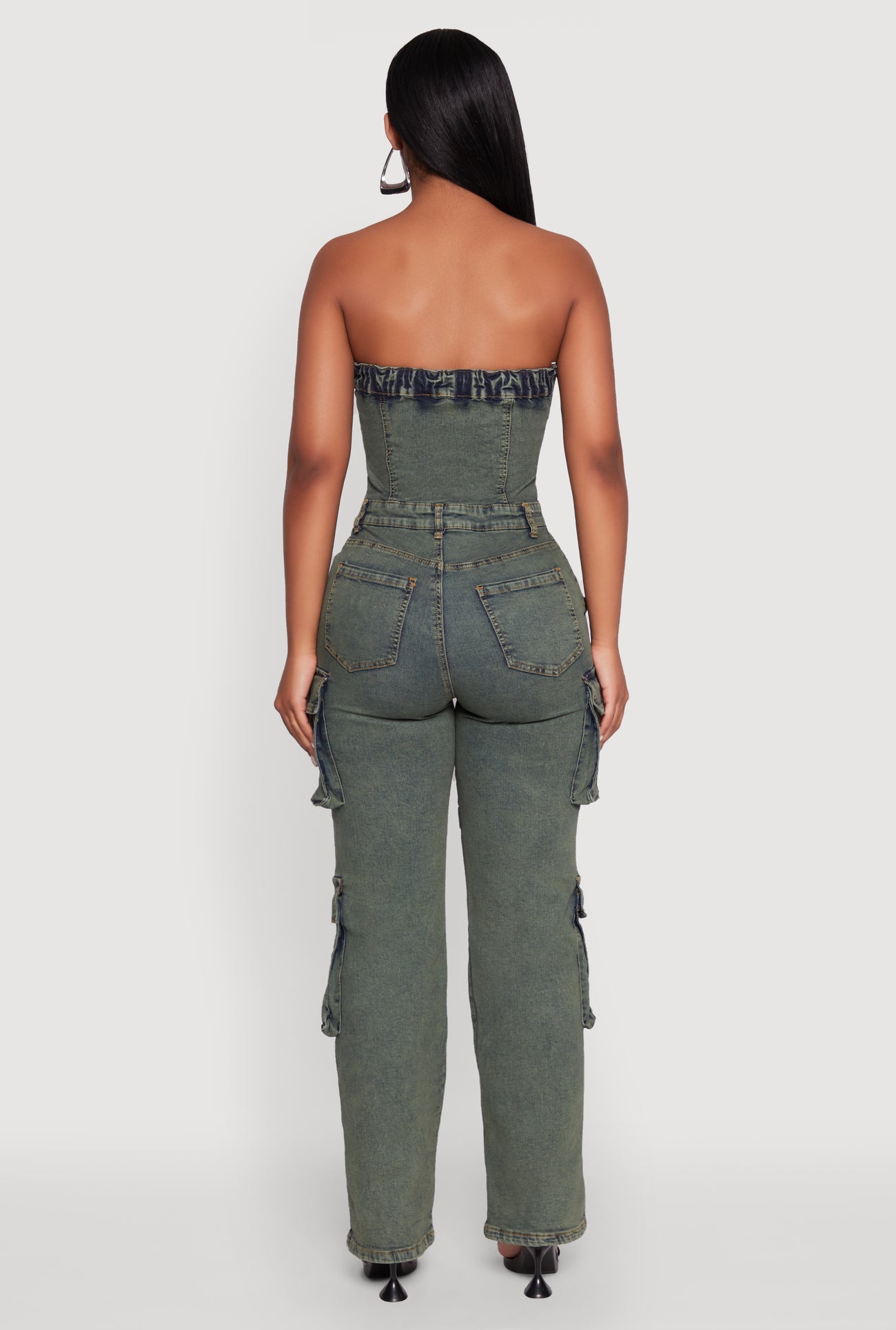 Daisy Mineral Wash Denim Jumpsuit with Cargo Pockets